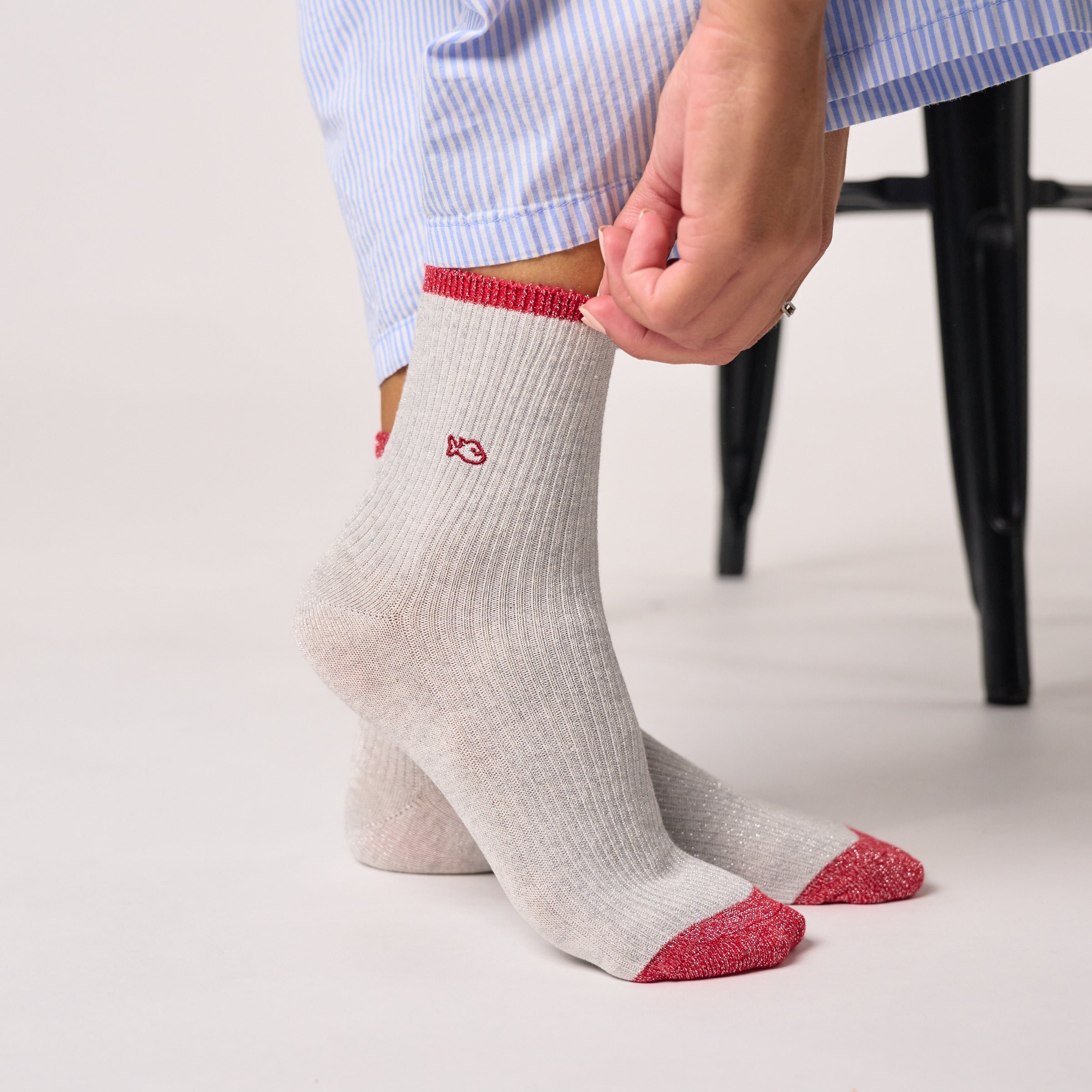 Combed Cotton Vintage Socks Grey