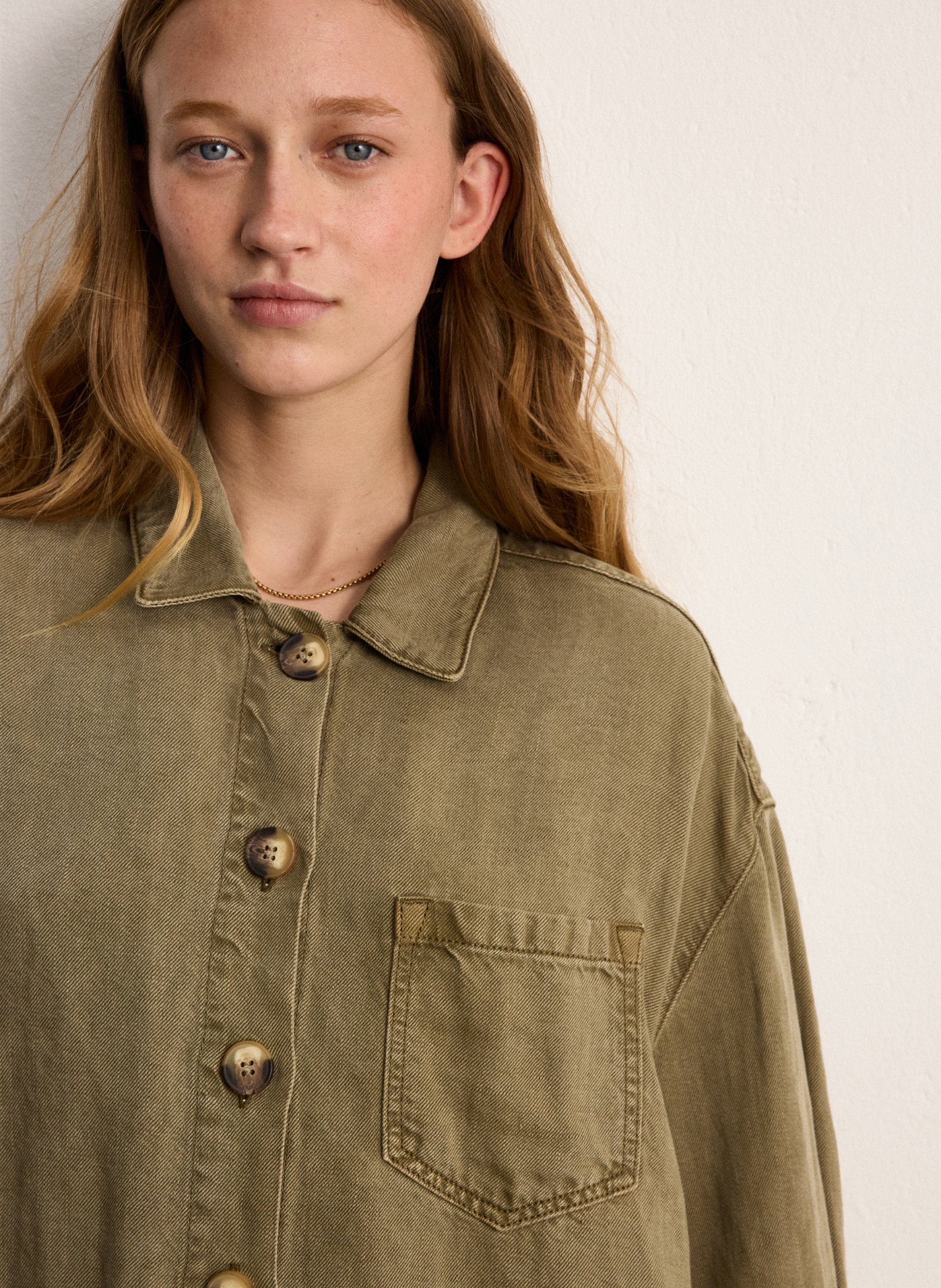 Oversized Hemd mit klassischem Kragen PABLO Khaki
