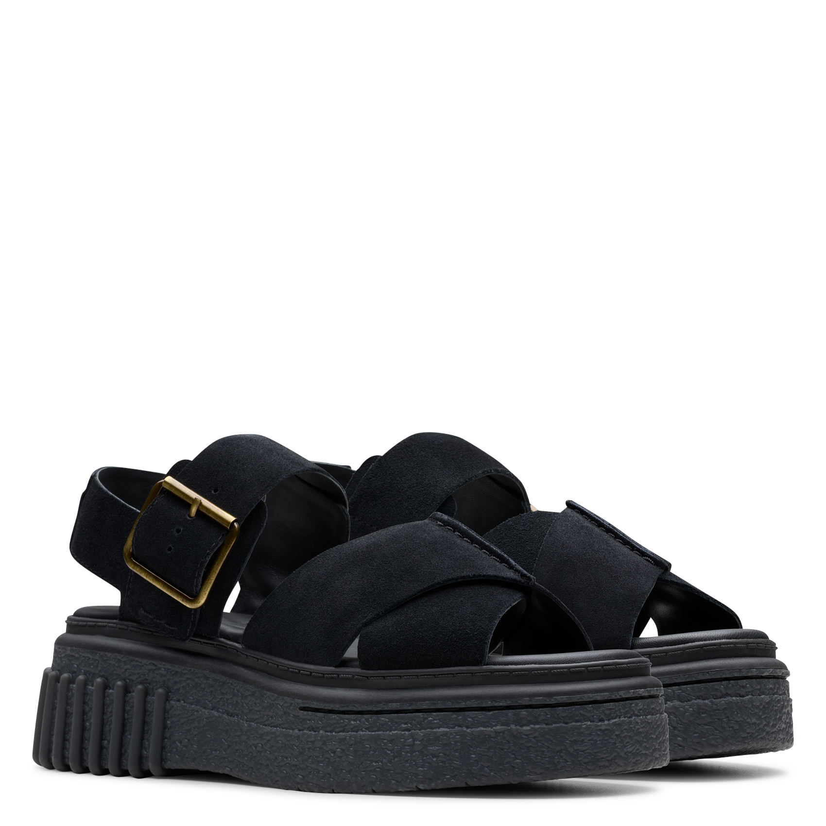 Soft leather wedge sandals CLARKS Black