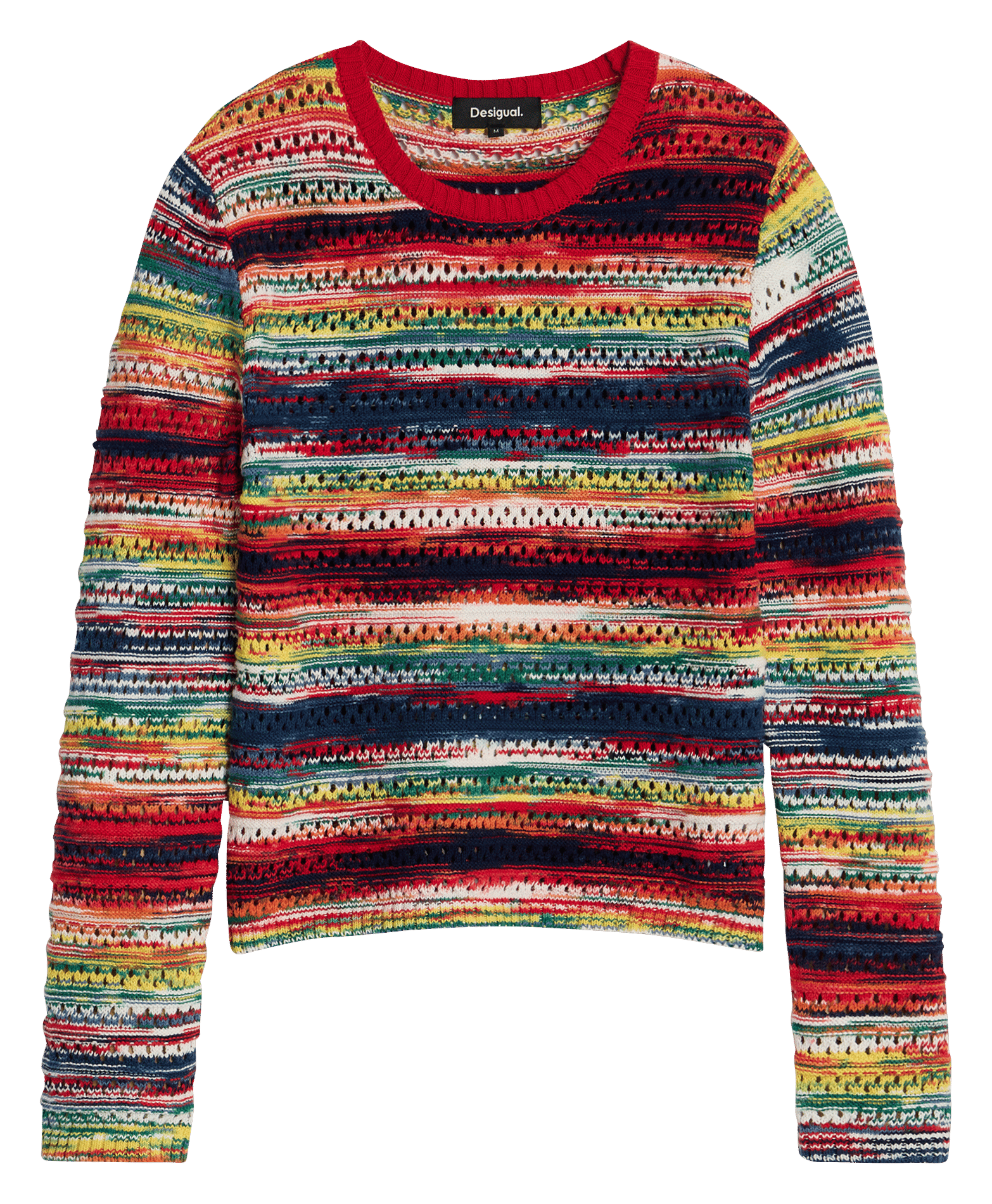 Pull col rond en coton DESIGUAL Rouge