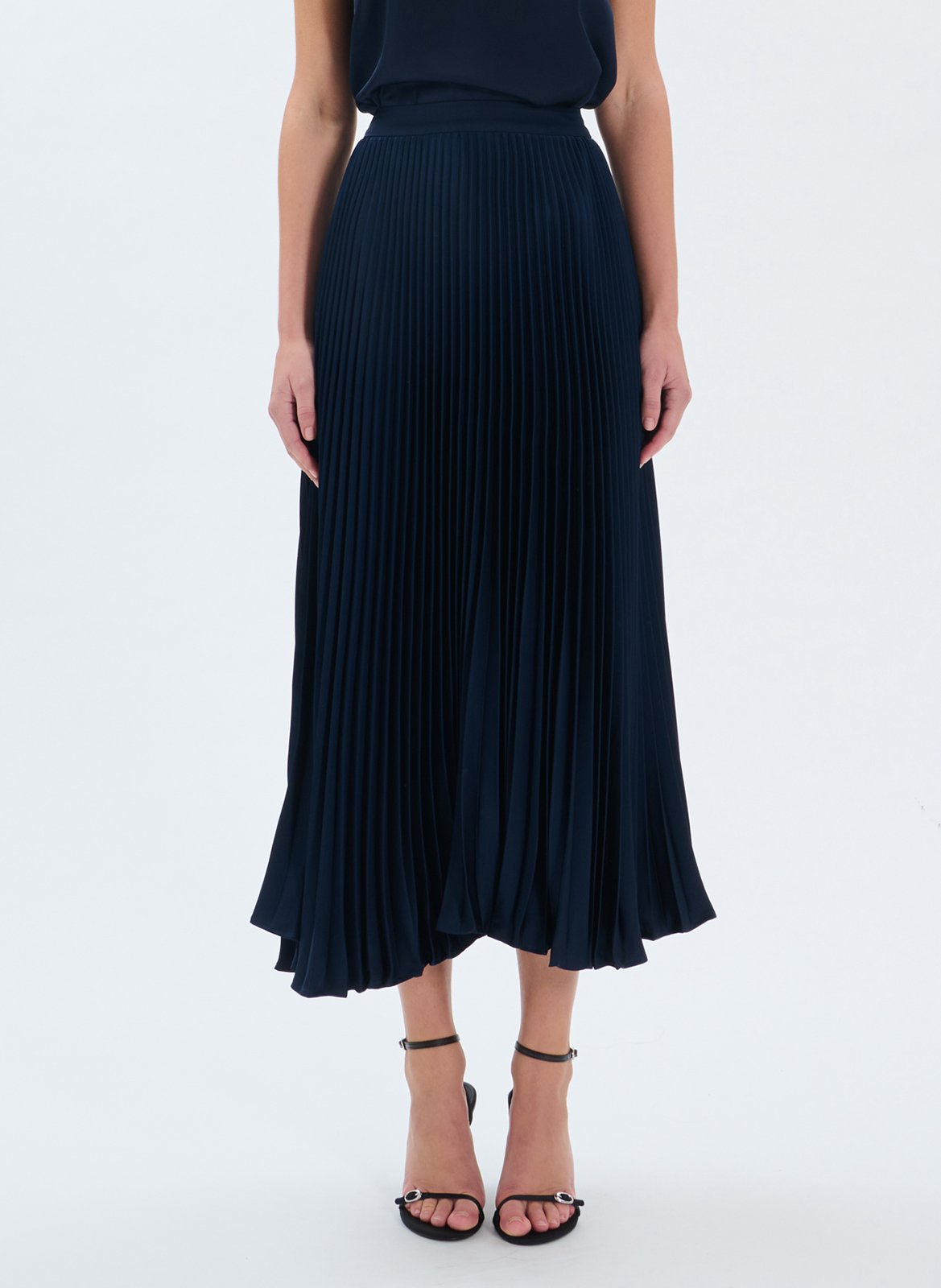 Halflange jurk met plooien en tie-dye-print ZAPA Blauw