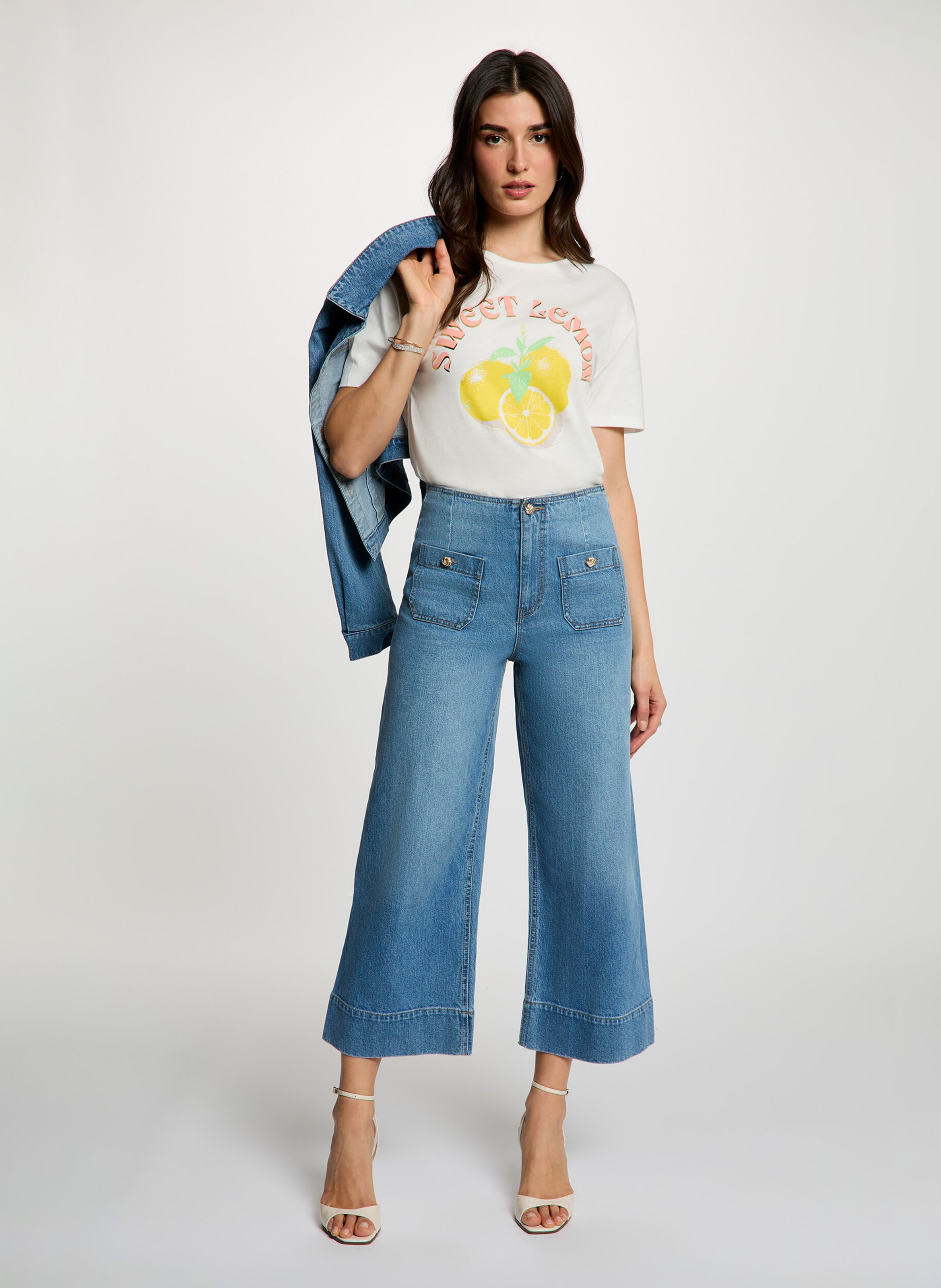 Tee-shirt imprimé col rond  MORGAN Blanc