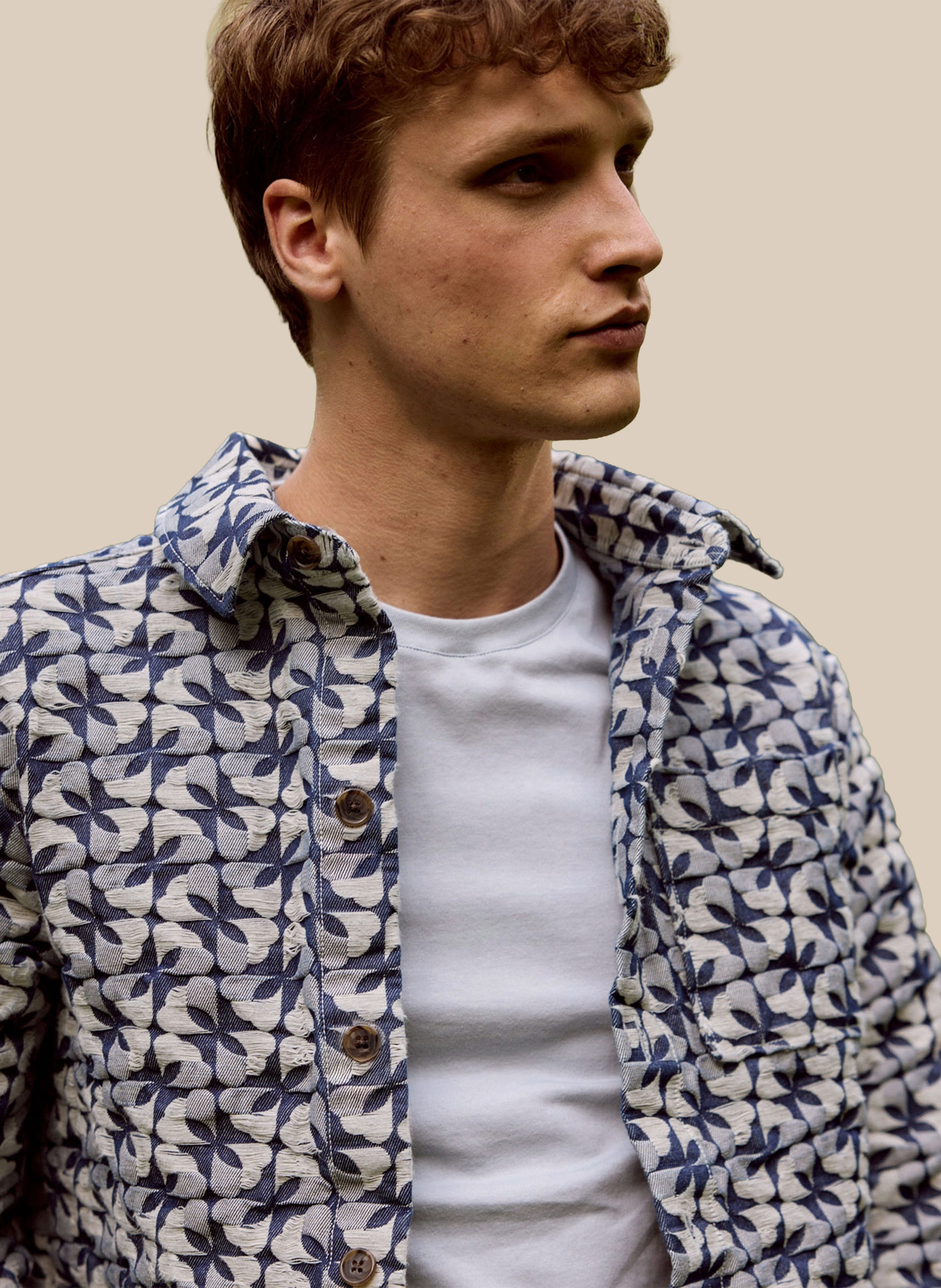 Oversized katoenen overhemd met print FAGUO Blauw