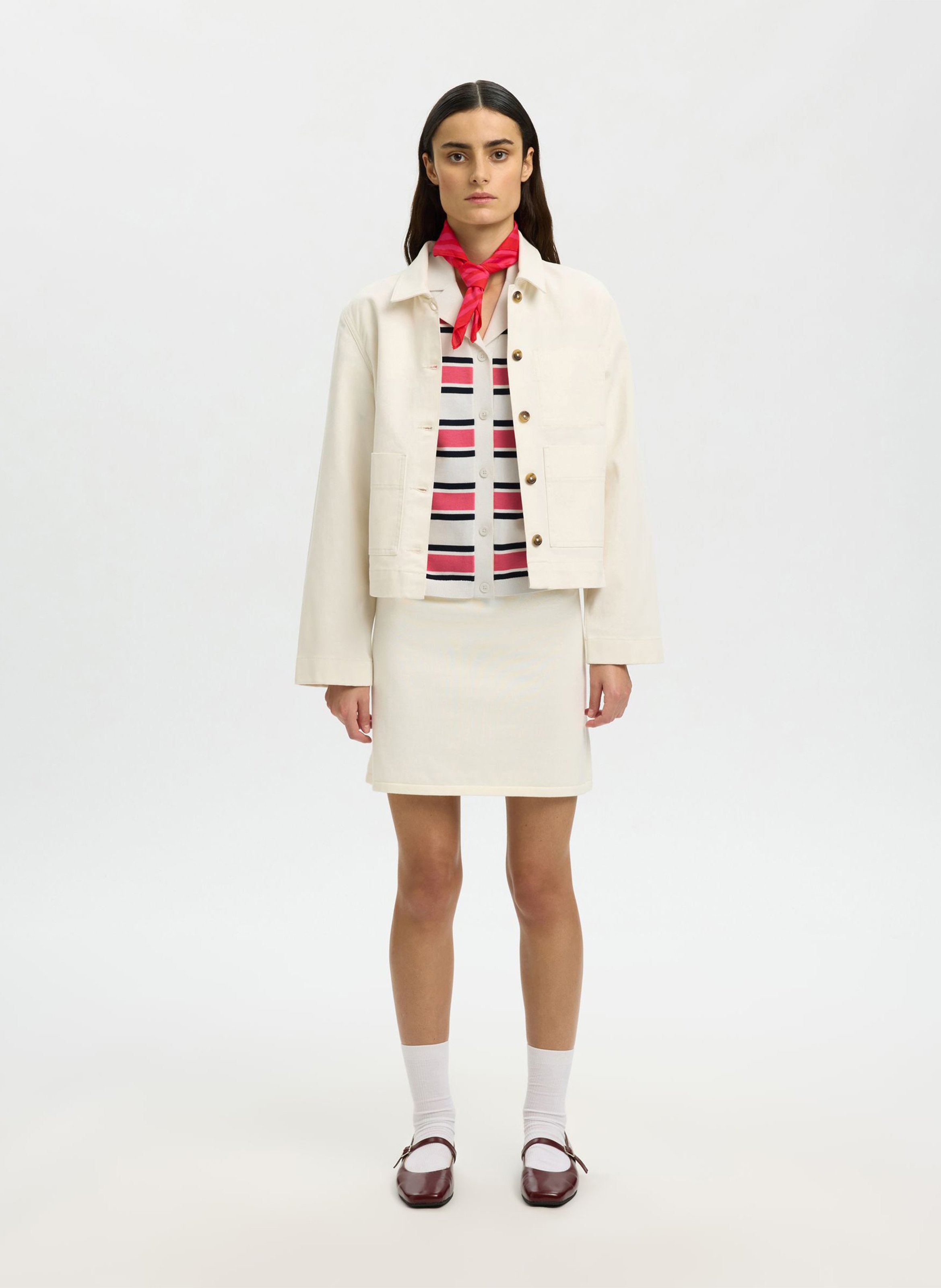 Striped blazer top SELECTED Beige