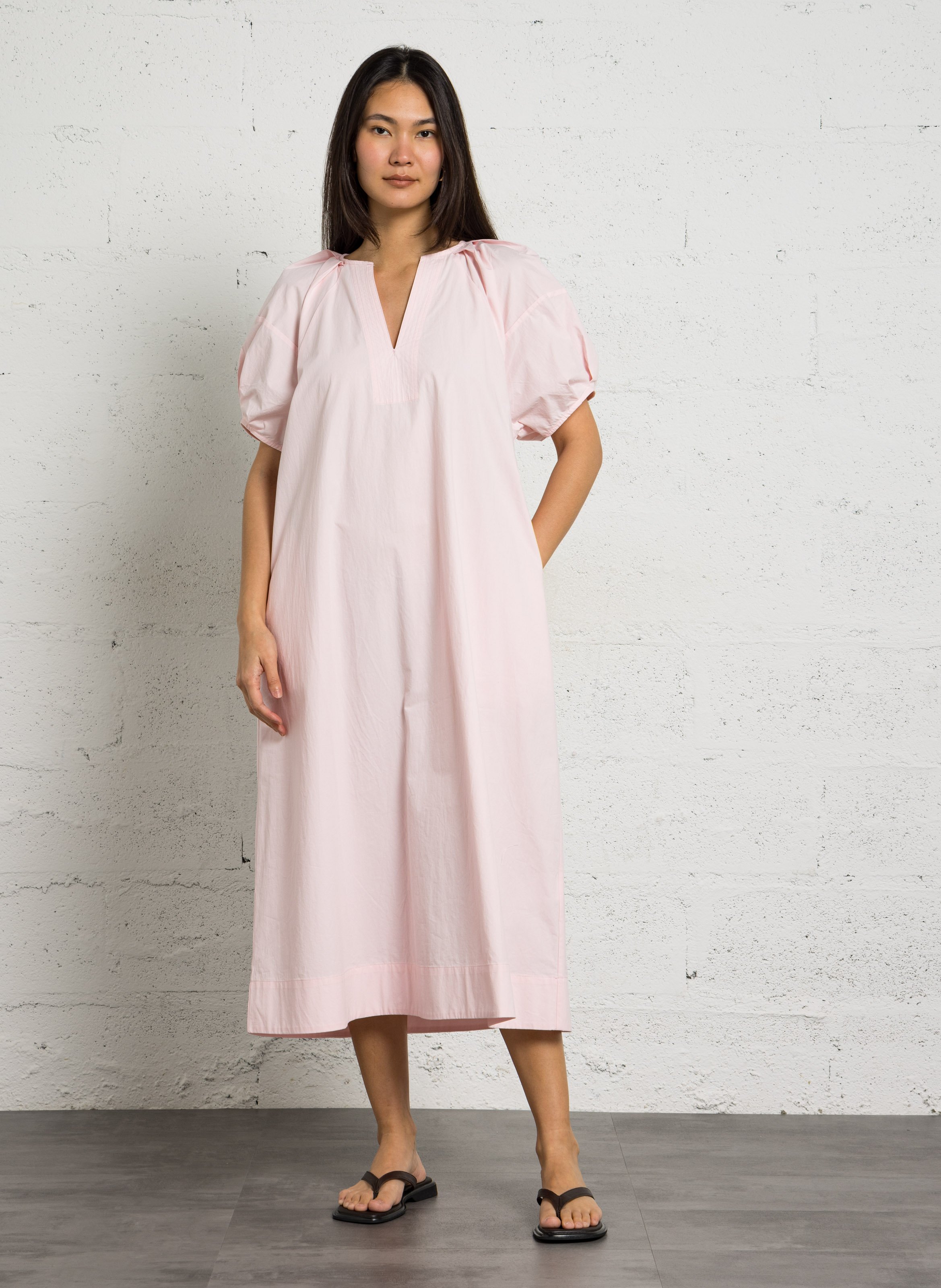 Midi cotton dress with Tunisian collar JC SOPHIE Pink