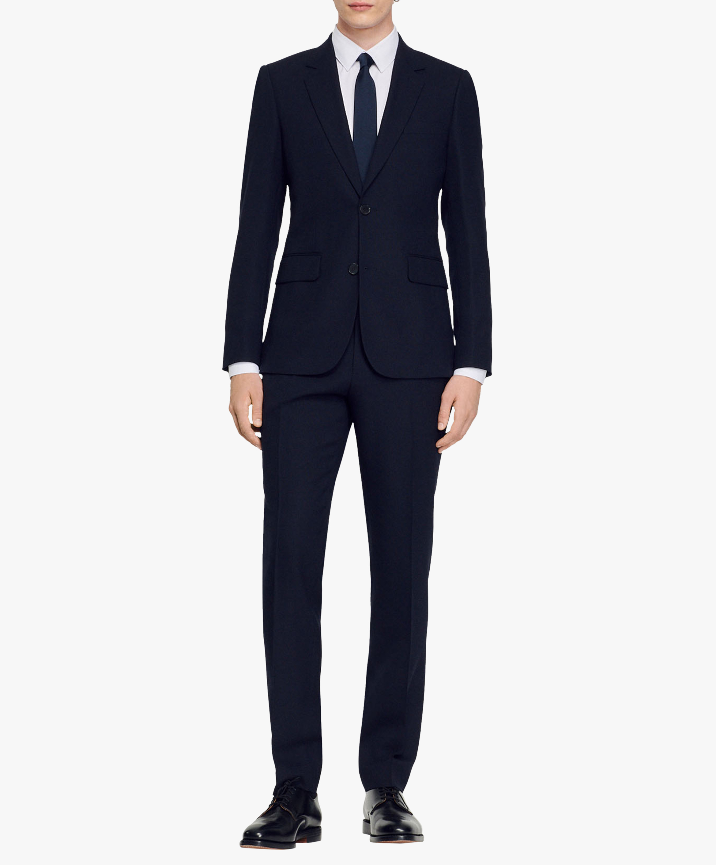 Veste col tailleur en laine SANDRO Bleu