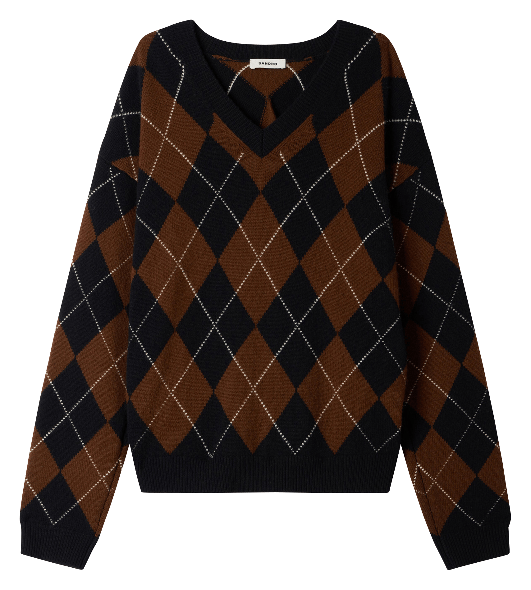 Pull imprimé en laine et cachemire SANDRO Noir