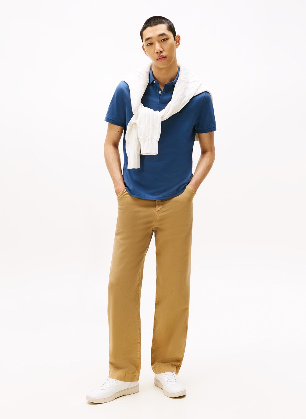 Poloshirt aus Bio-Baumwoll-Mix, Regular Fit | Blau TOMMY HILFIGER Herren