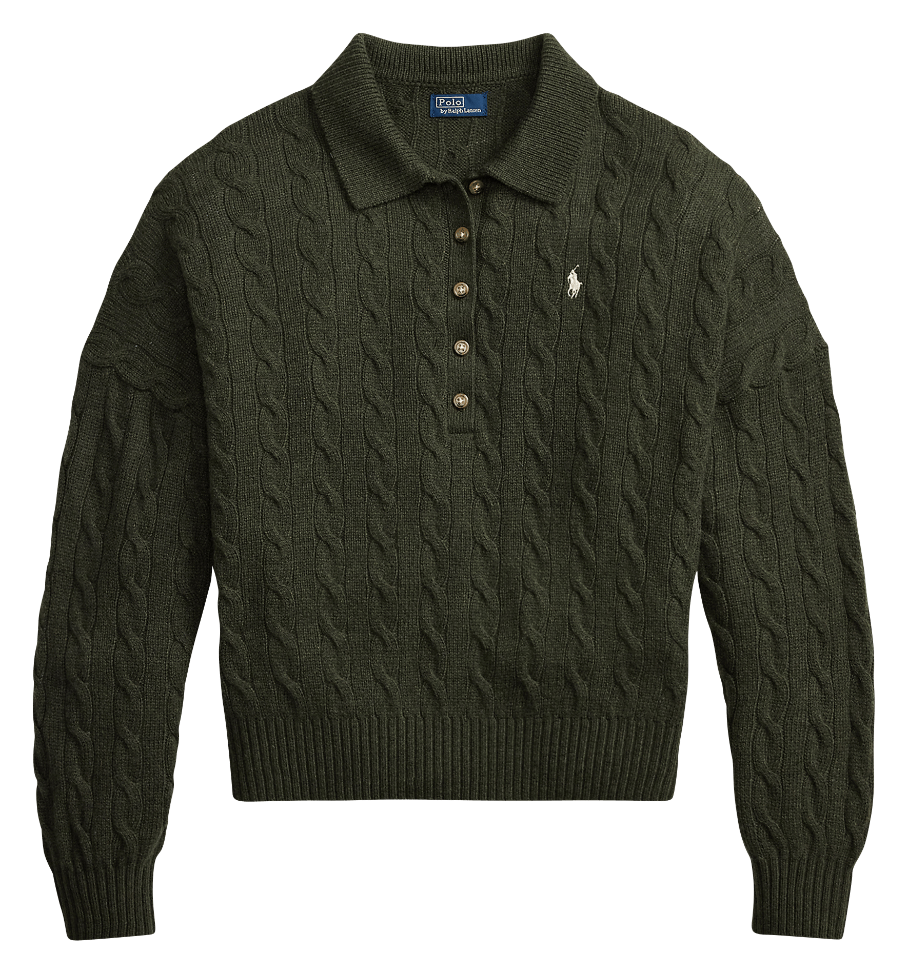 Wool-blend sweater with polo collar POLO RALPH LAUREN Green
