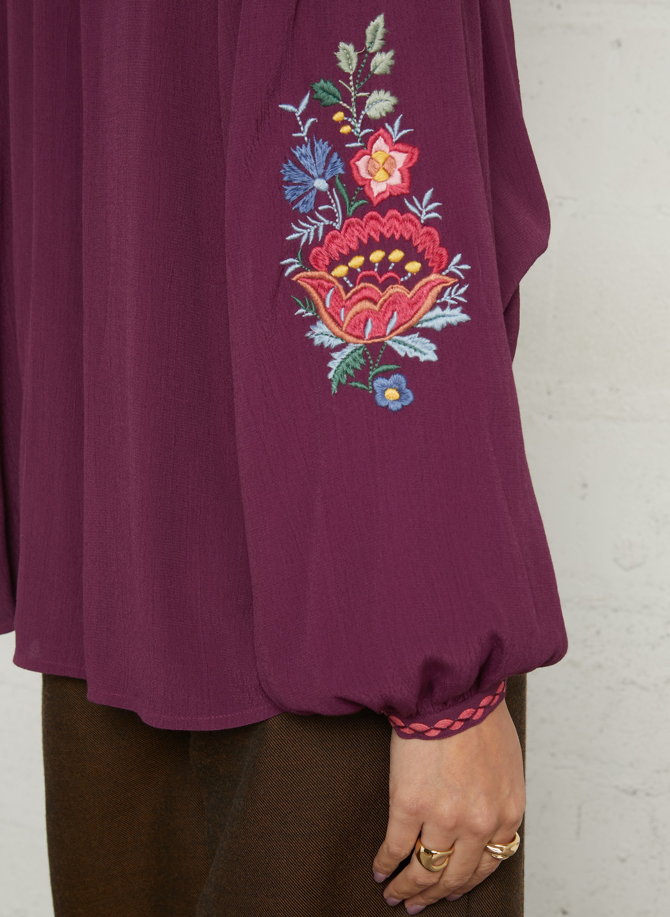 Blouse droite col rond brodé LOUISE MISHA Rouge