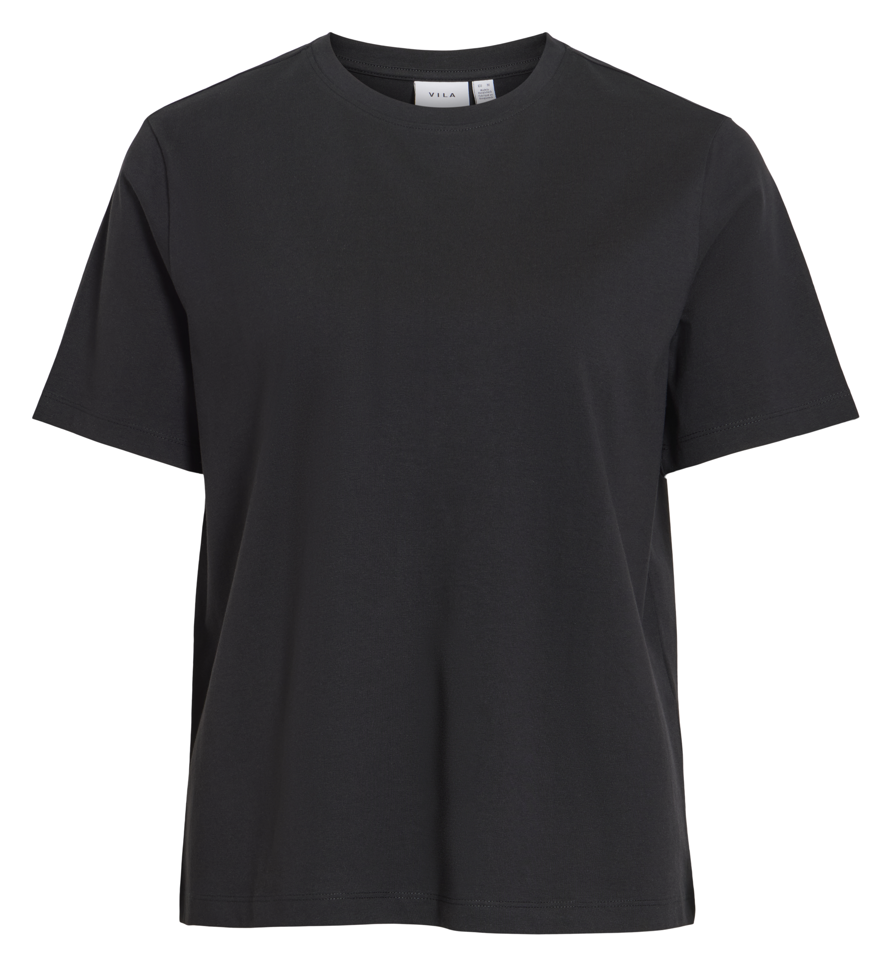 Tee-shirt droit col rond en coton bio imprimé VILA Noir