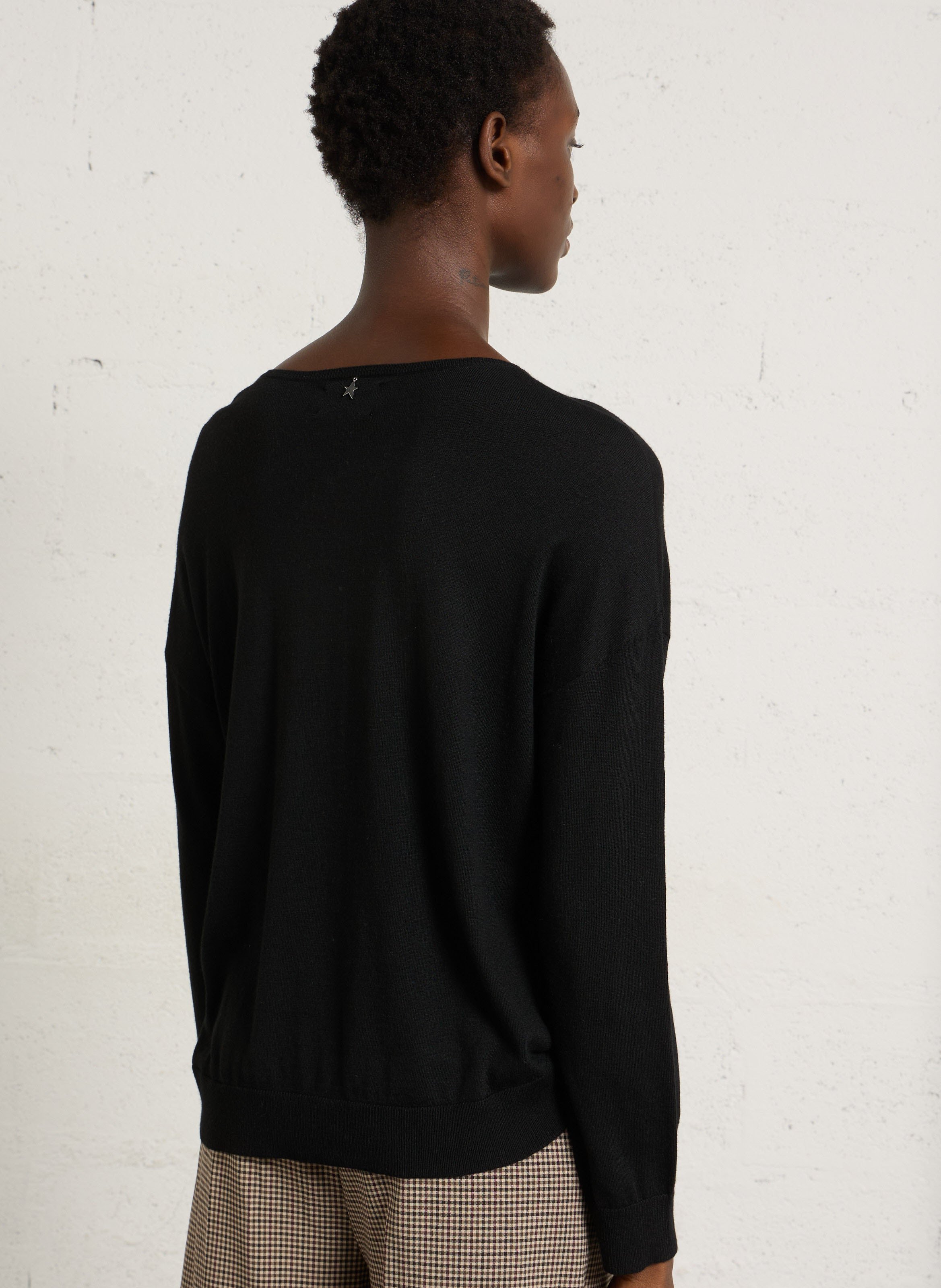 Bootneck Pullover mit langen Ärmeln in Uni SUD EXPRESS Schwarz