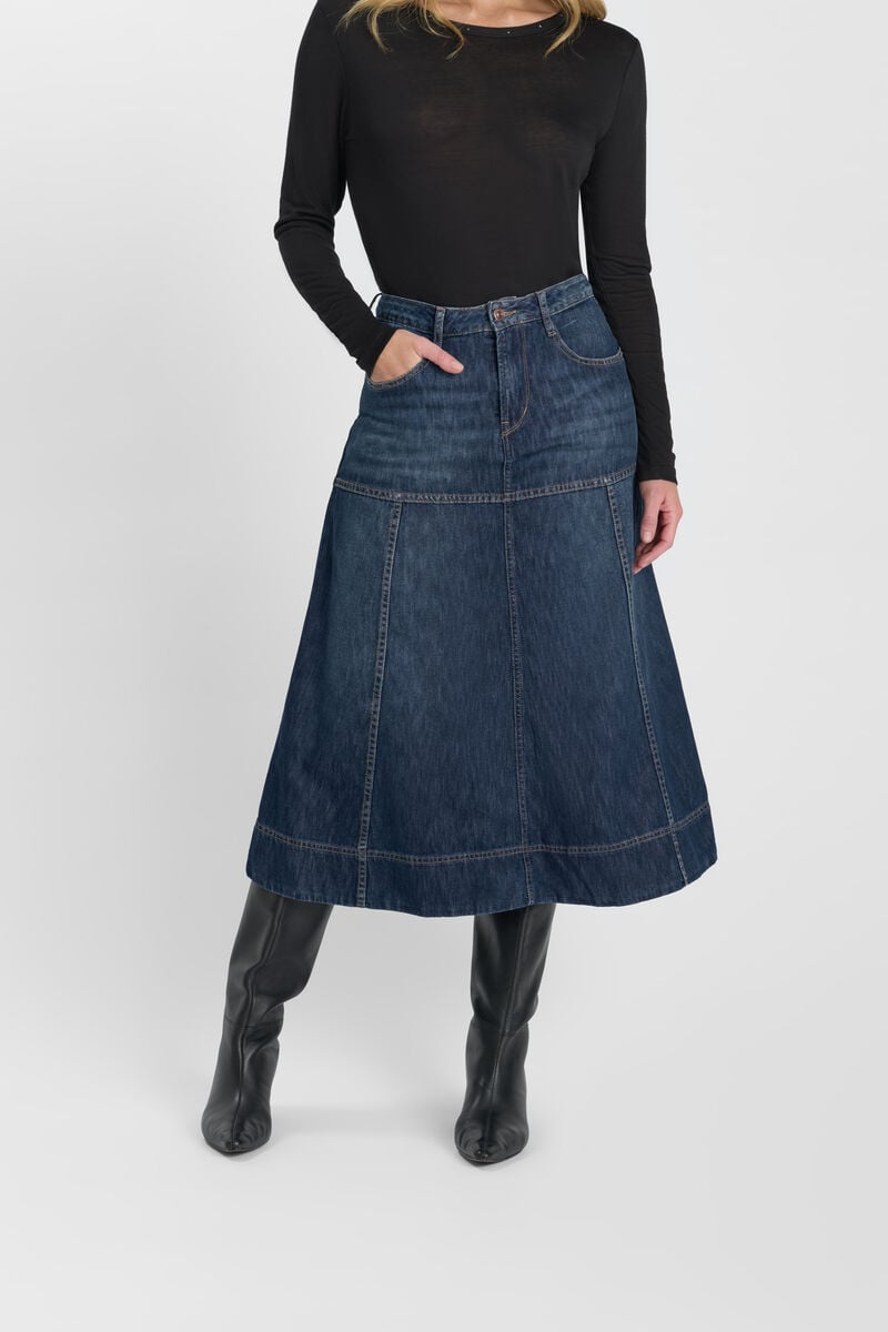Flared, skater denim skirt LE TEMPS DES CERISES Blue