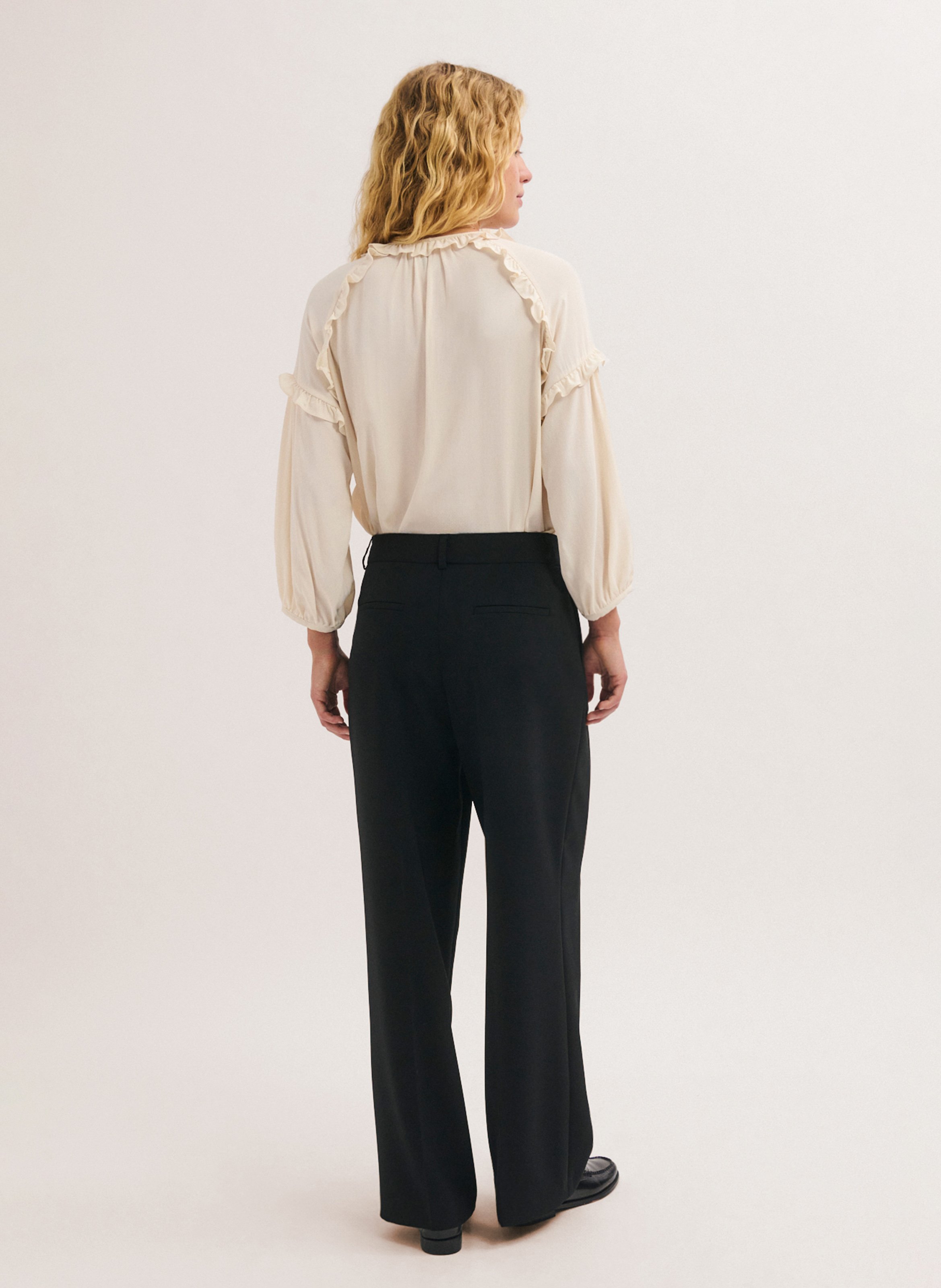 Wijde broek met hoge taille PABLO Zwart