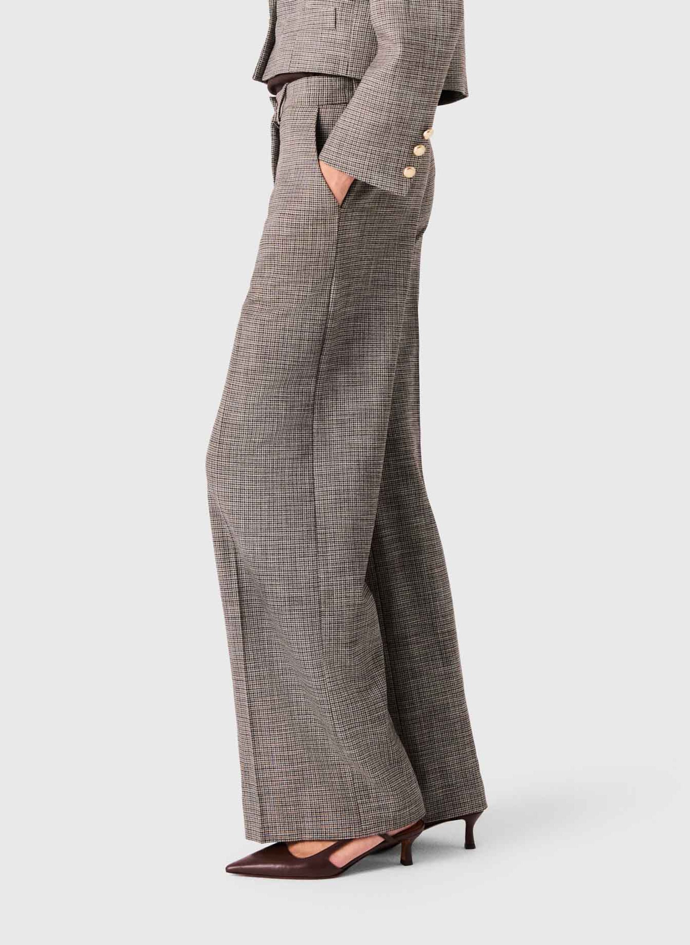 Pantalon droit à plis MAJE Marron