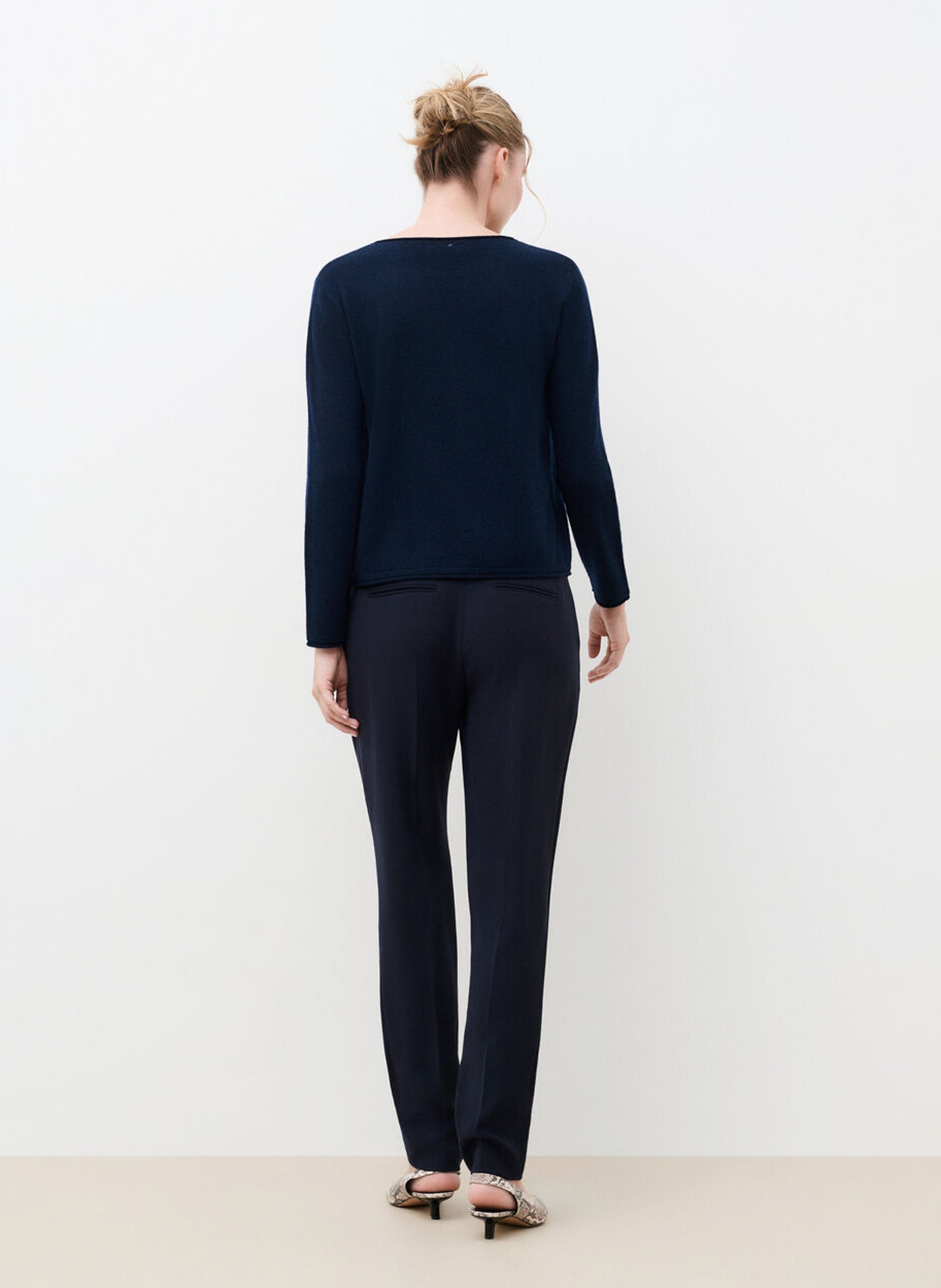 Cashmere plain Tunisian collar sweater CAROLL Blue