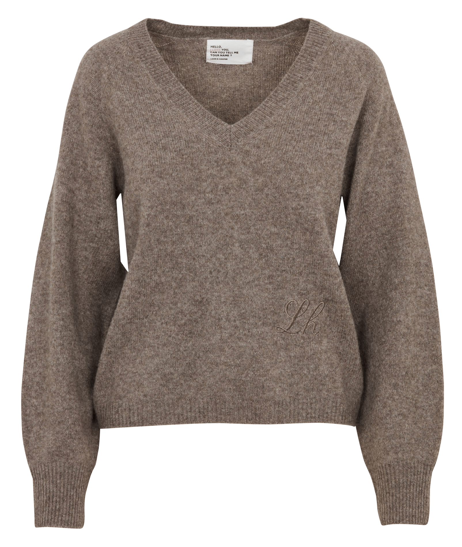 Gerade geschnittener Wollpullover mit V-Ausschnitt LEON & HARPER Grau