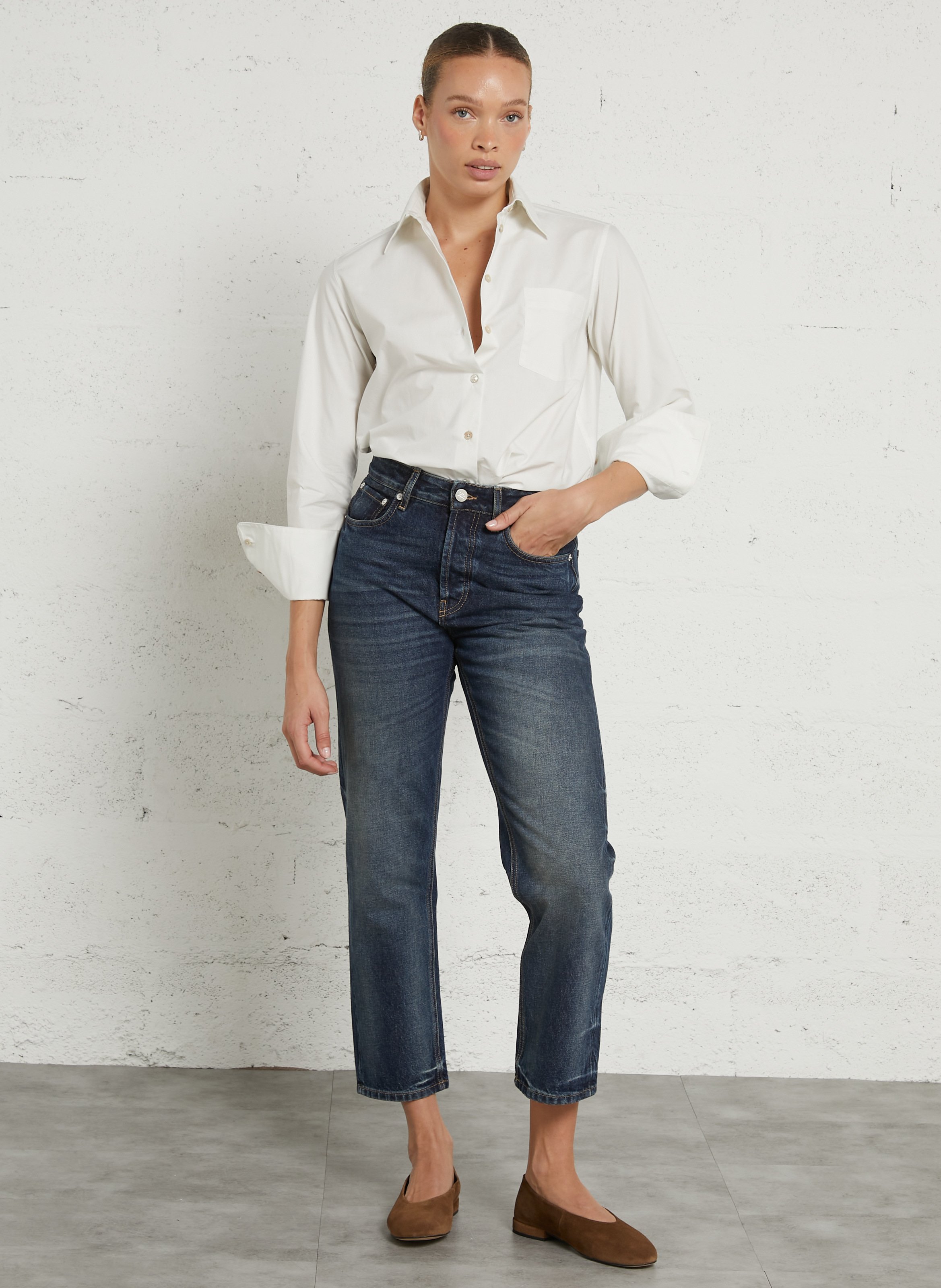 Chemise droite col classique en coton LAURENCE BRAS Blanc