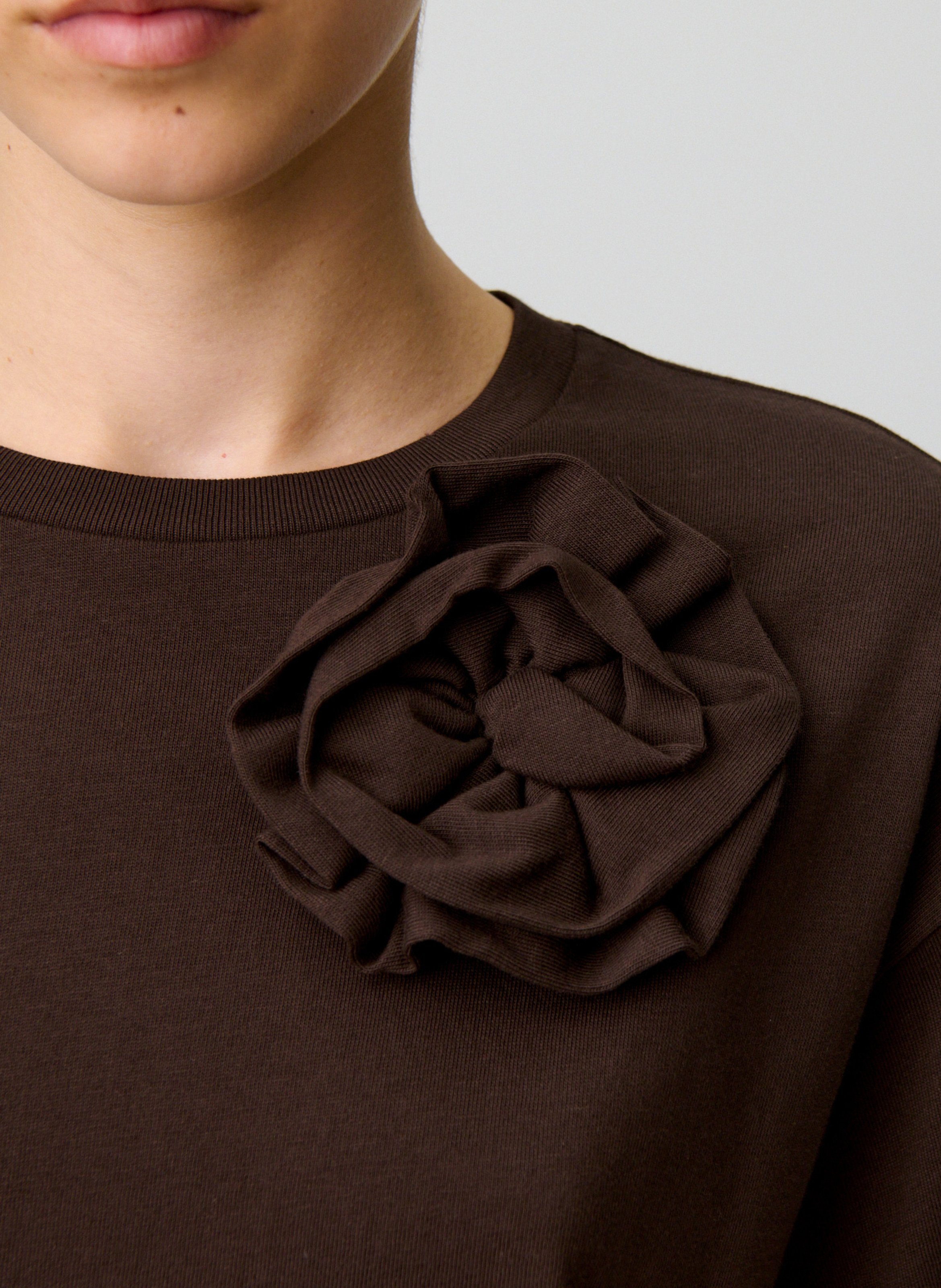 Tee-shirt oversize col rond en coton CLAUDIE PIERLOT Marron