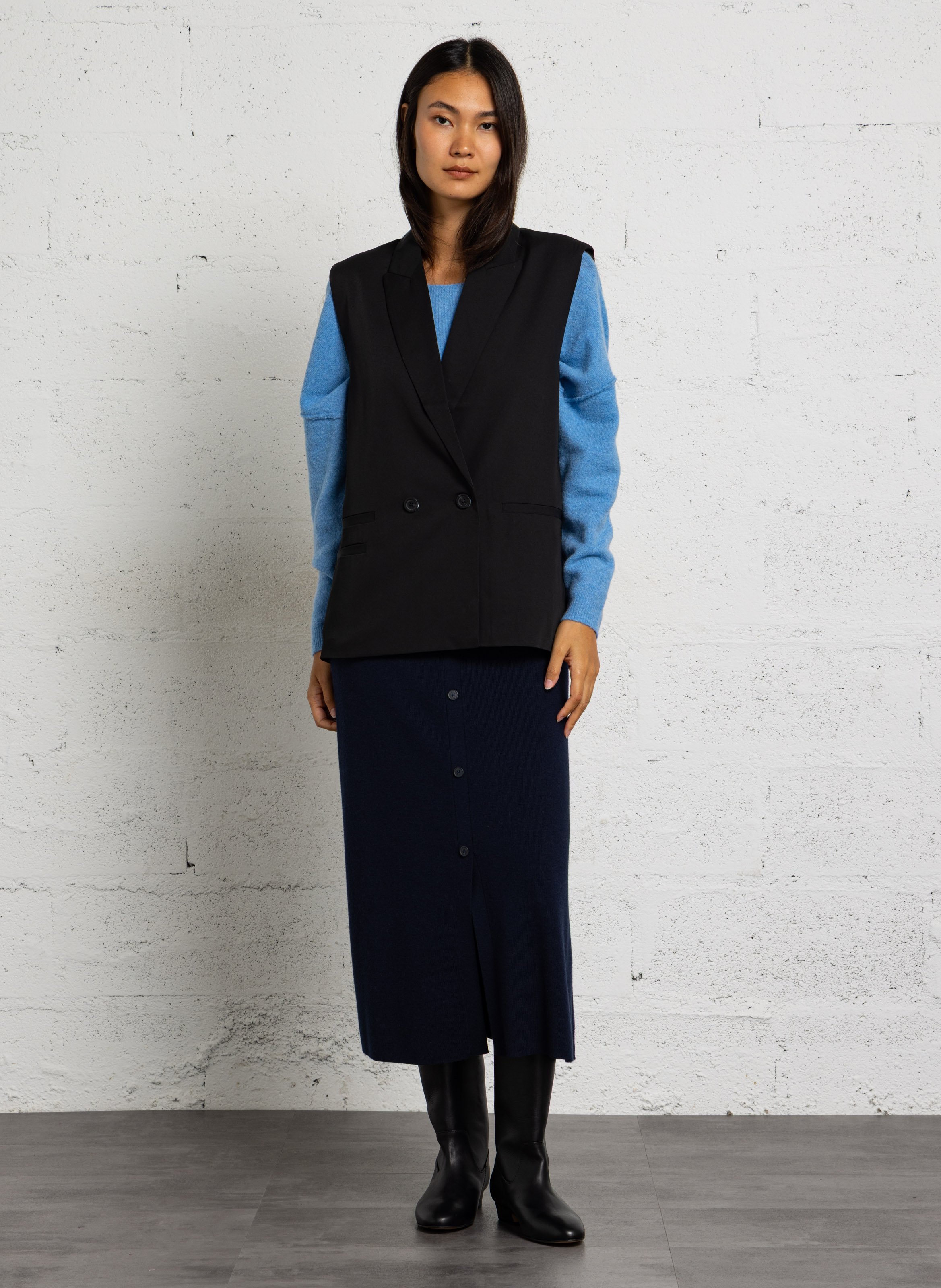 Veste col tailleur sans manches LE TEMPS DES CERISES Noir