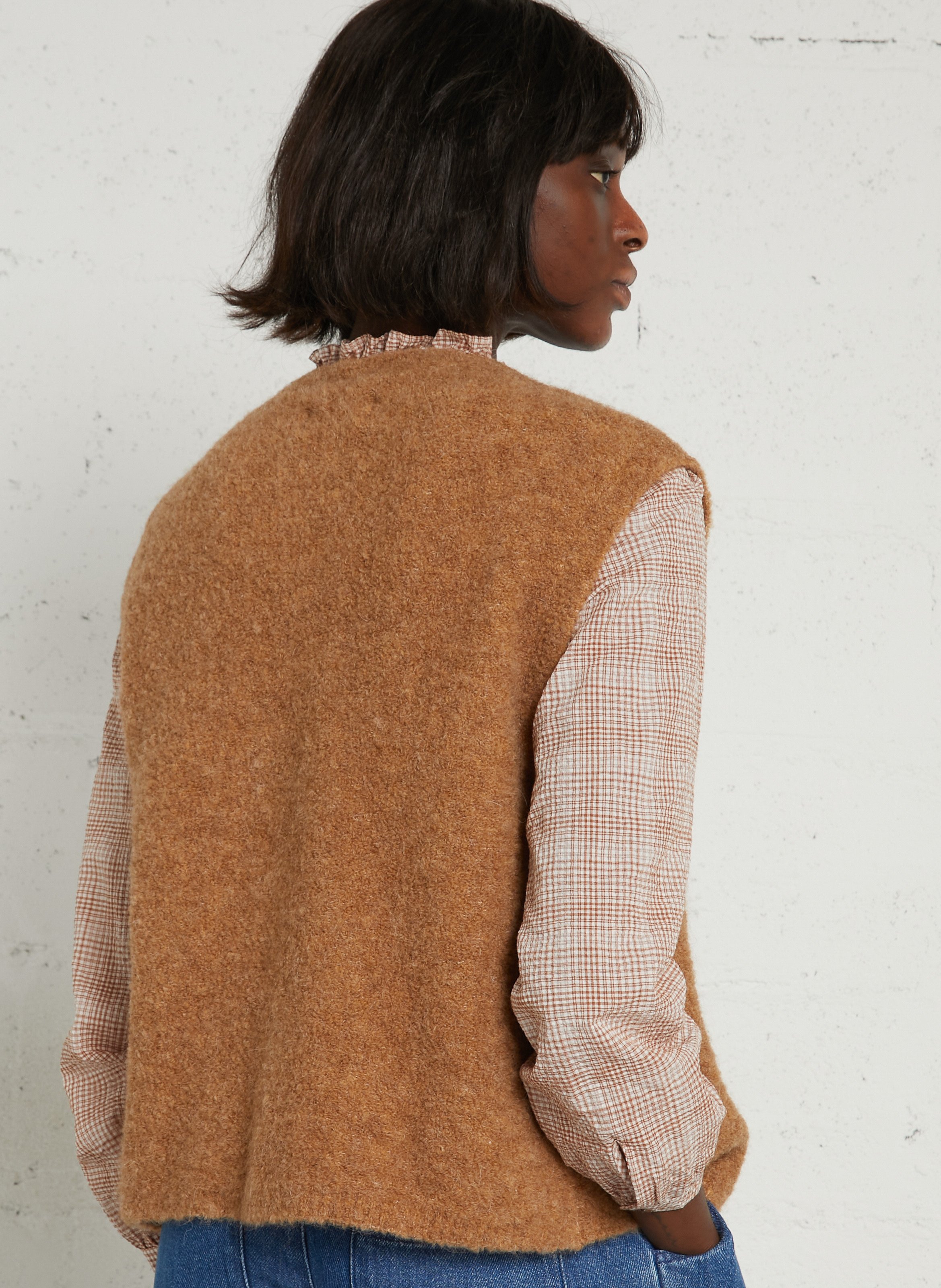 Gilet sans manches droit DES PETITS HAUTS Marron