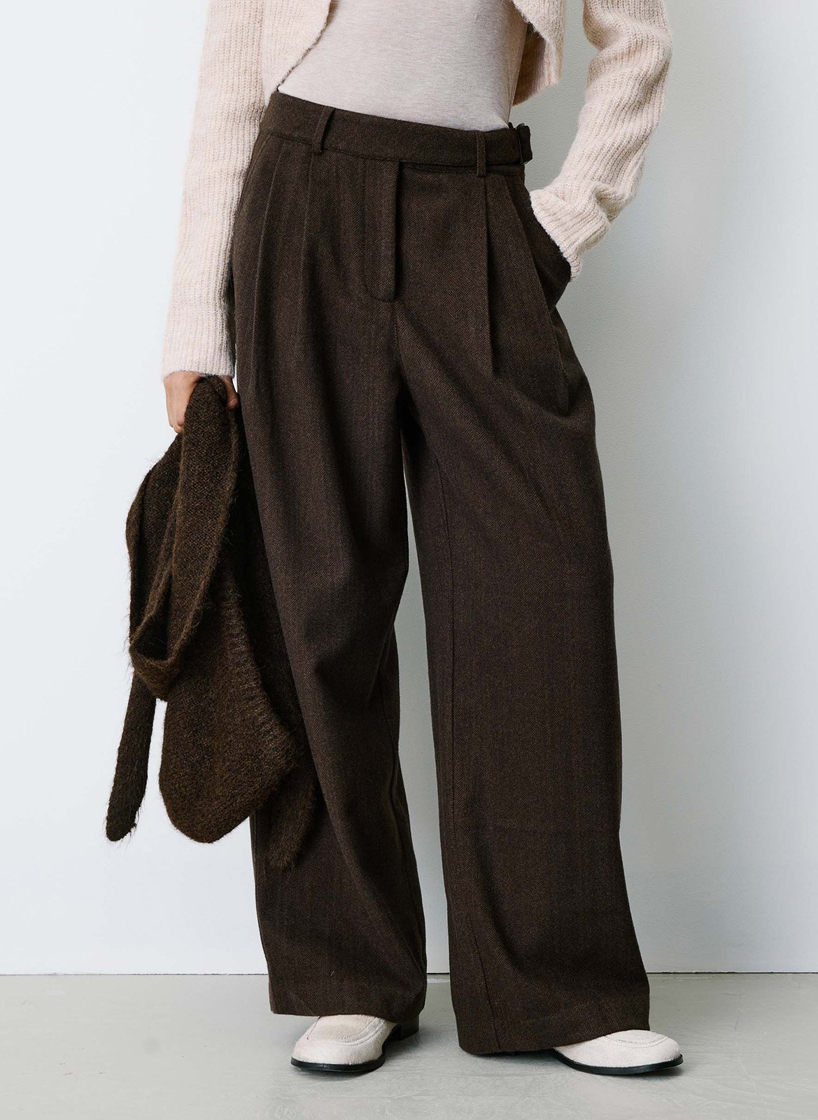 Pantalon ample à chevrons GRACE ET MILA Marron