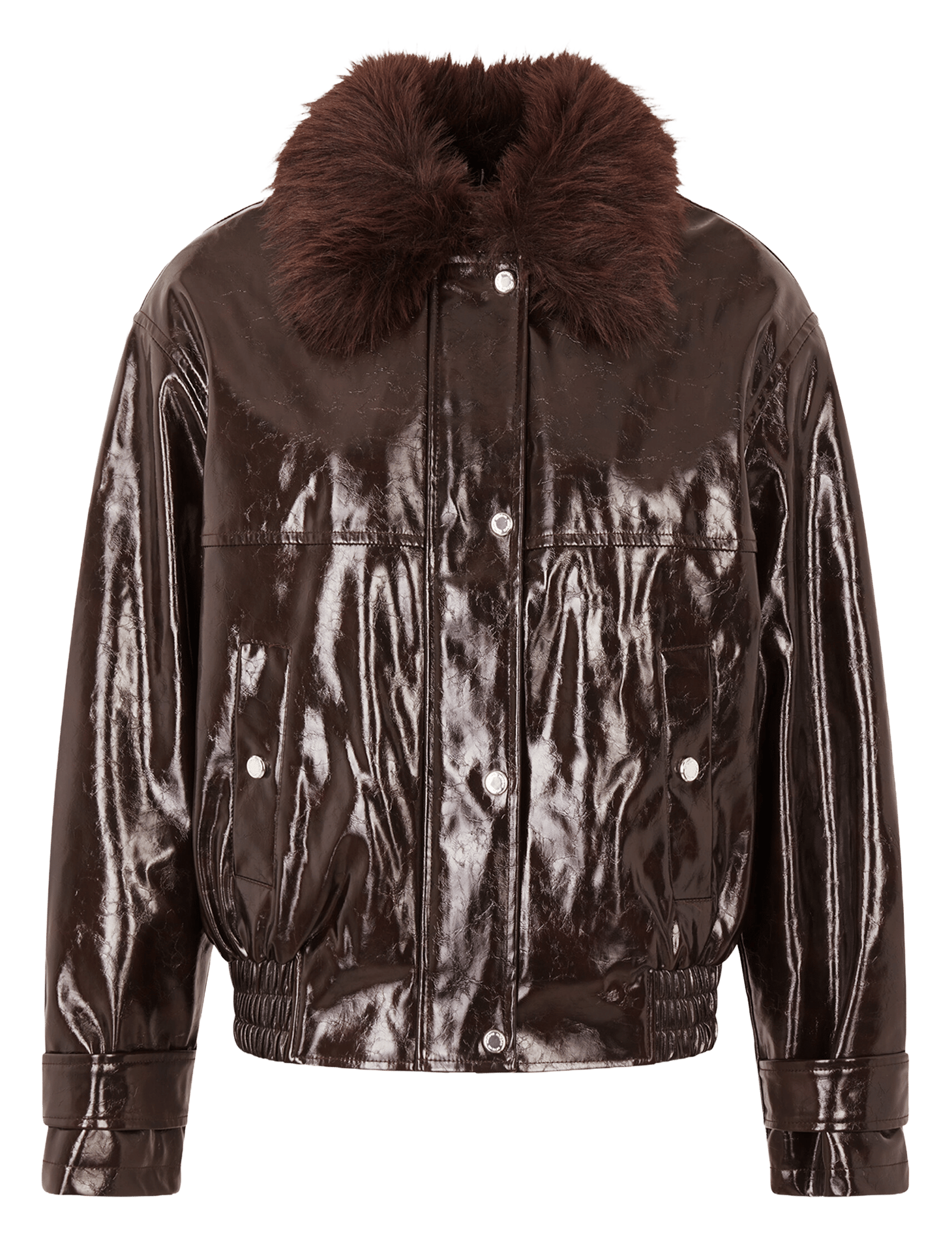 Vinyllook jas met ritssluiting MORGAN Bruin