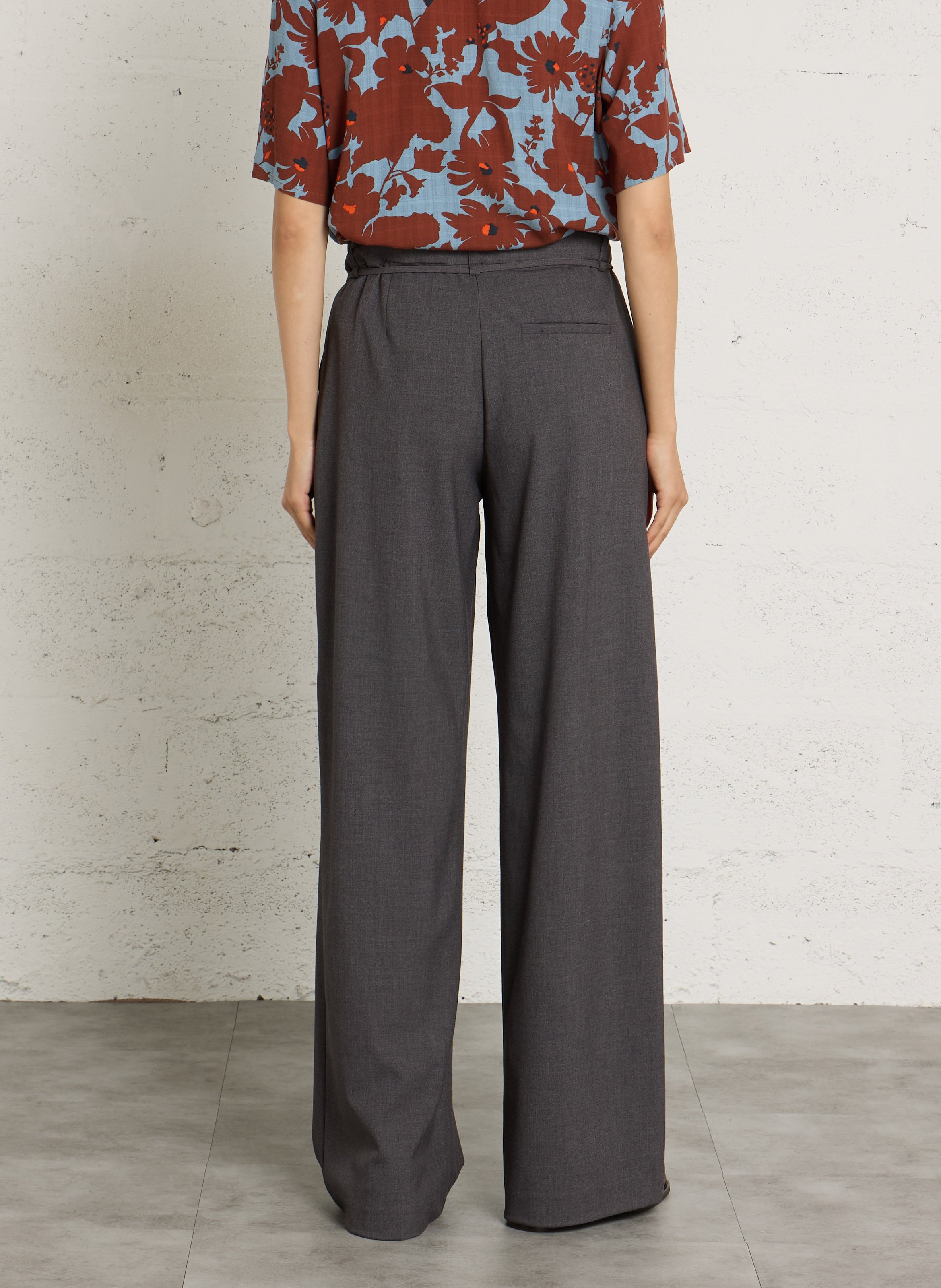 Wide-leg pants with ties NICE THINGS Grey