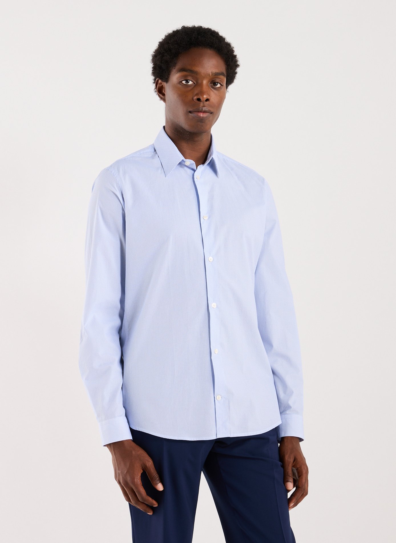 Straight-cut cotton shirt AU PRINTEMPS PARIS Blue