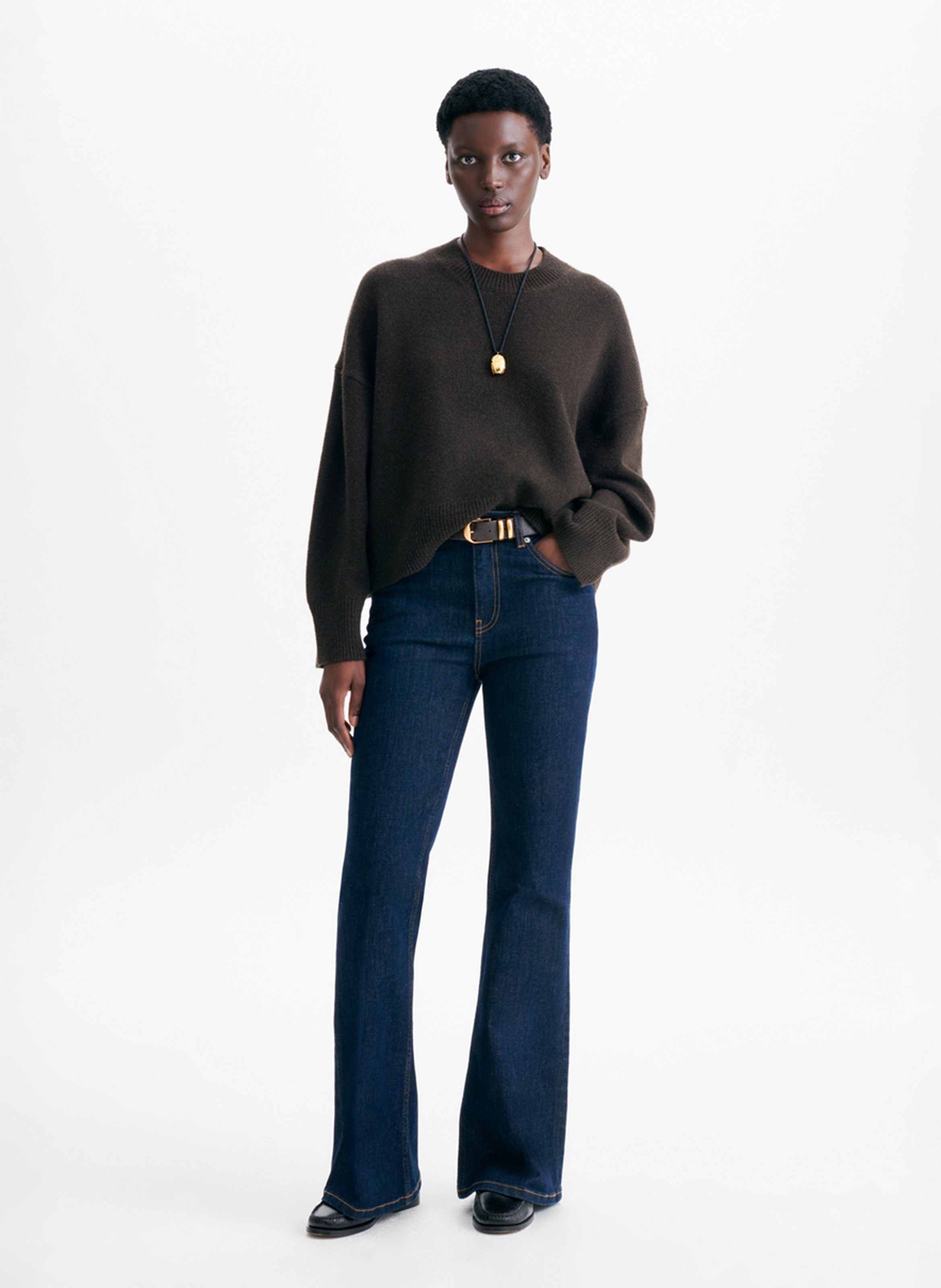 Loose-fit round-neck wool sweater | Brown VANESSA BRUNO Women