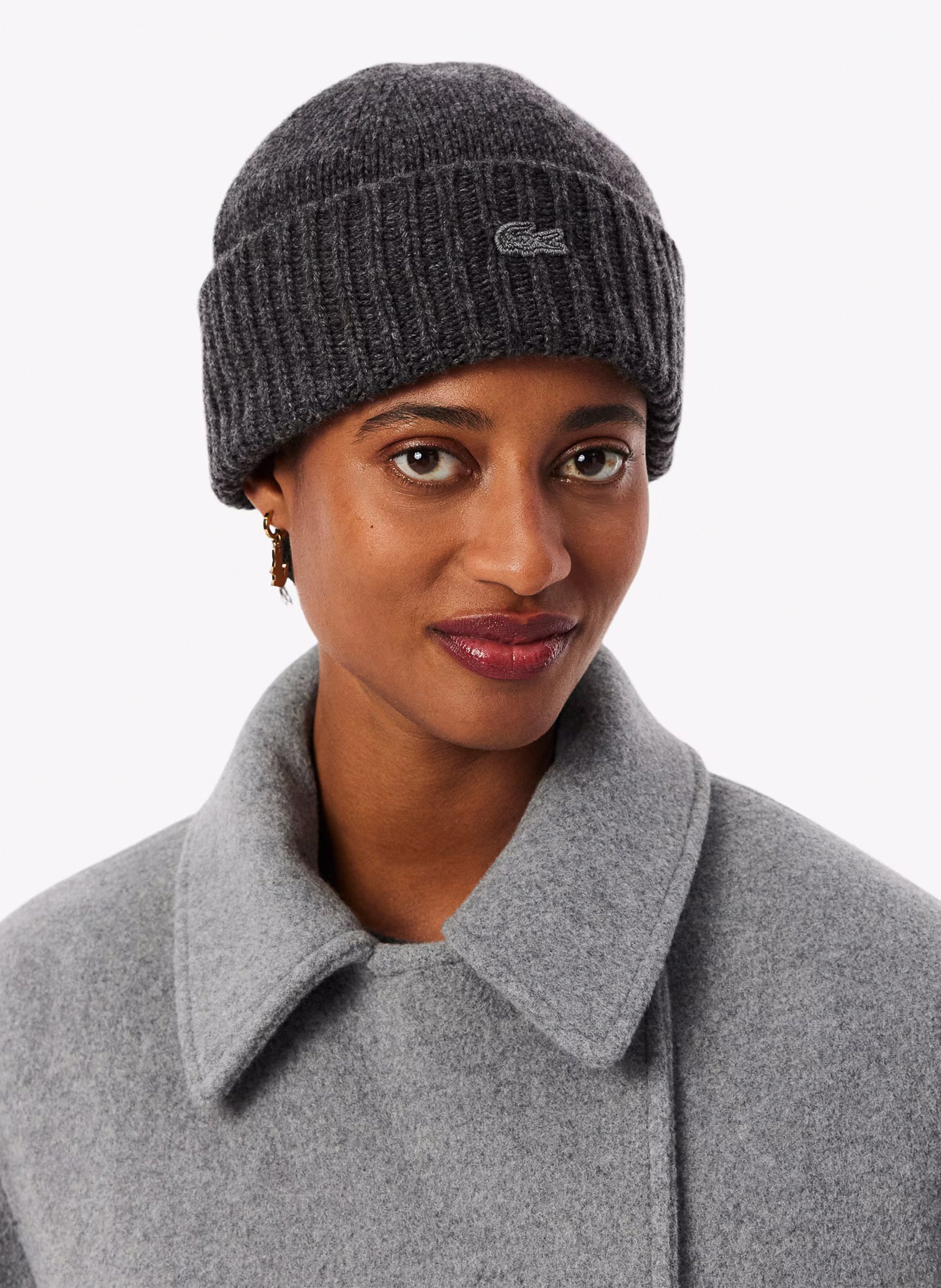 Wool hat LACOSTE Grey