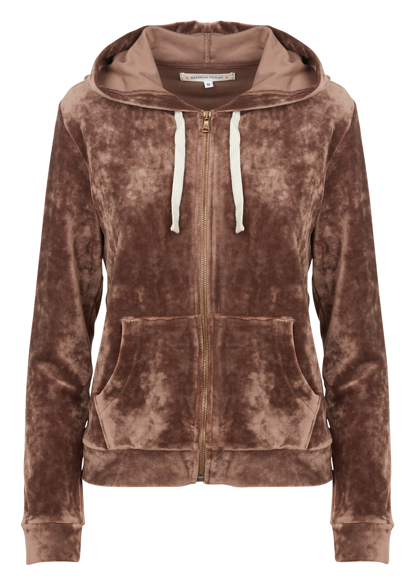 Gilet à capuche droit en velours BANANA MOON Marron