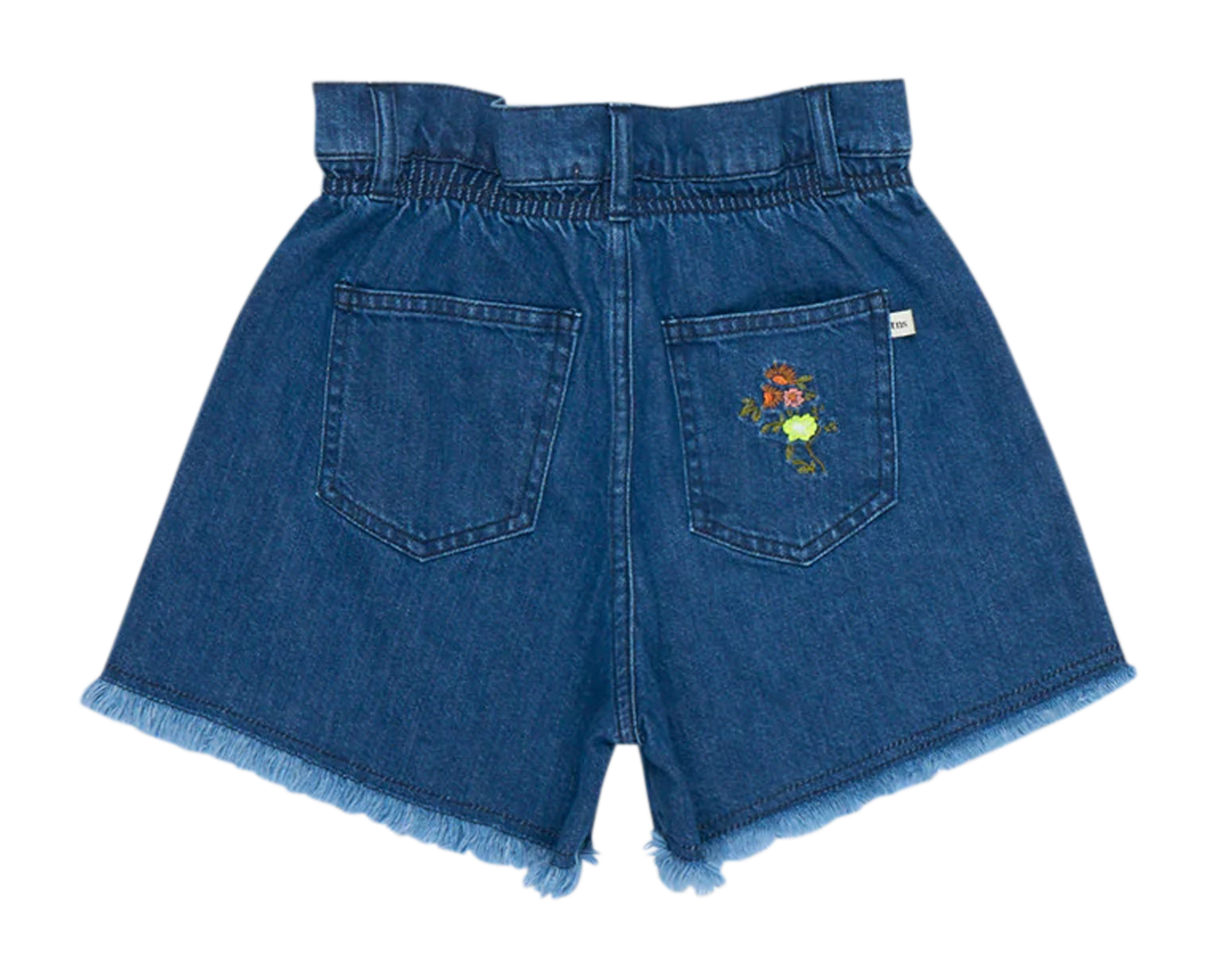 High-rise embroidered cotton denim shorts THE NEW SOCIETY Raw denim