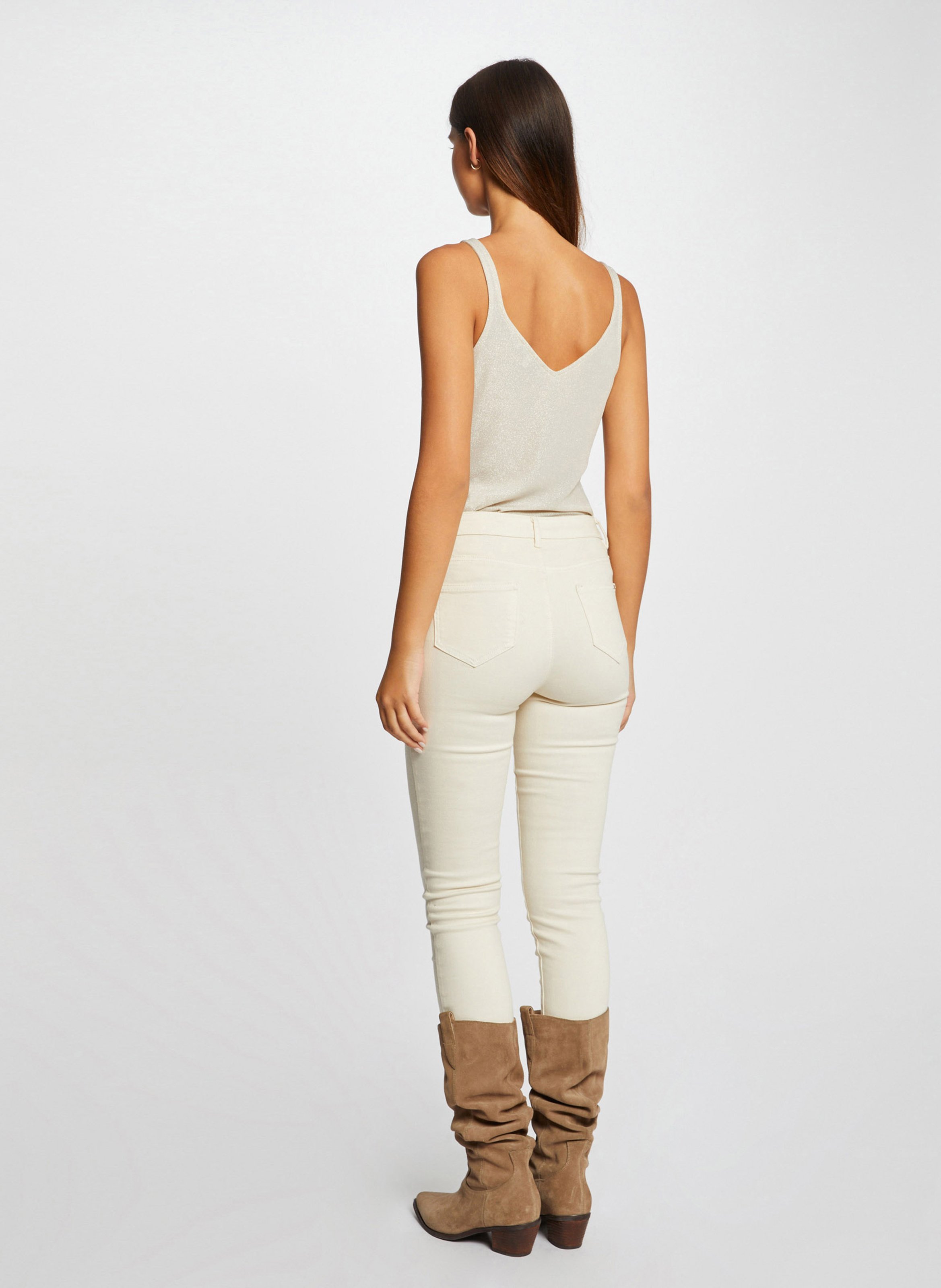 Top met V-hals MORGAN Beige