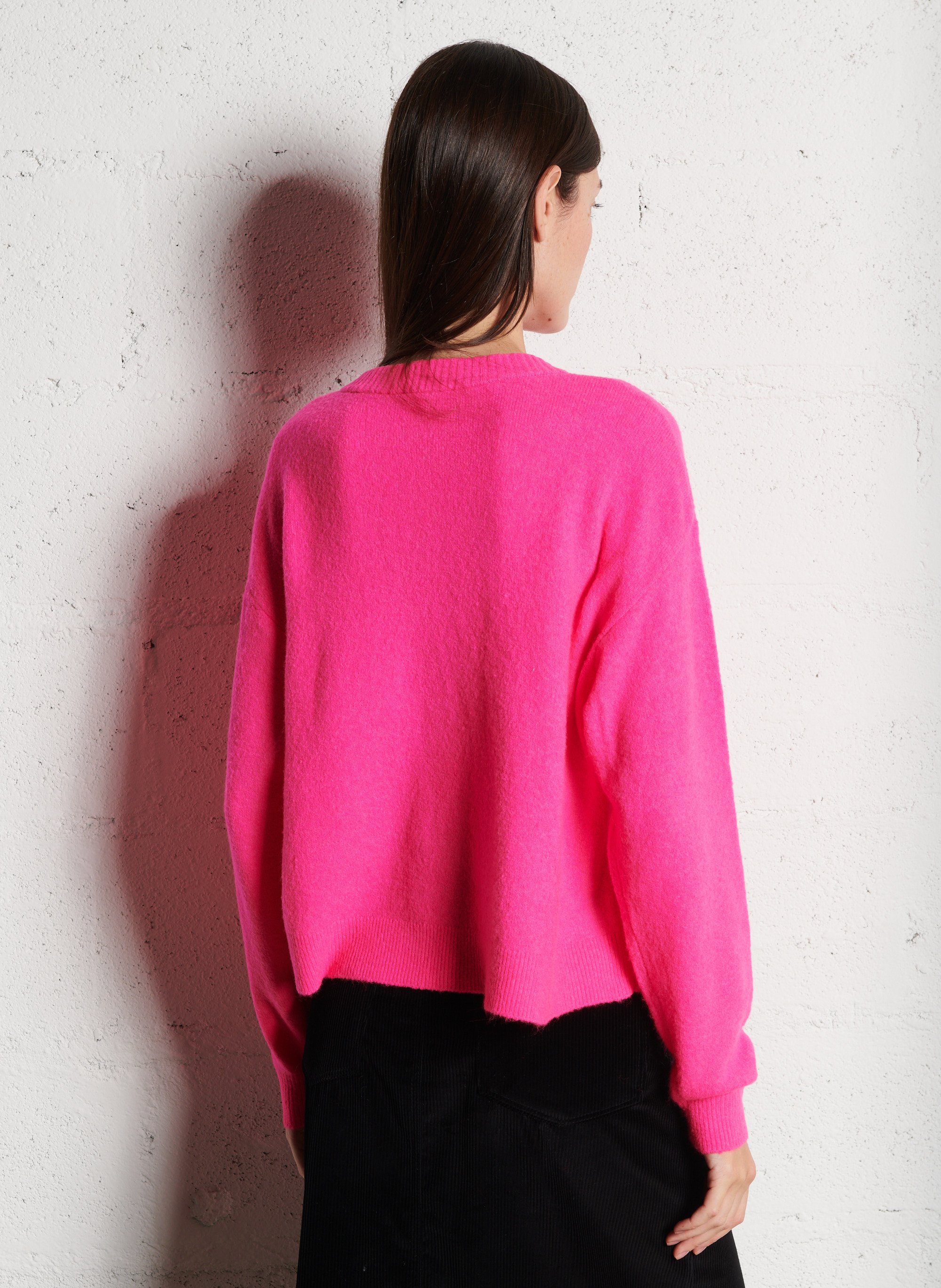 Gilet oversize col rond boutonné AMERICAN VINTAGE Rose