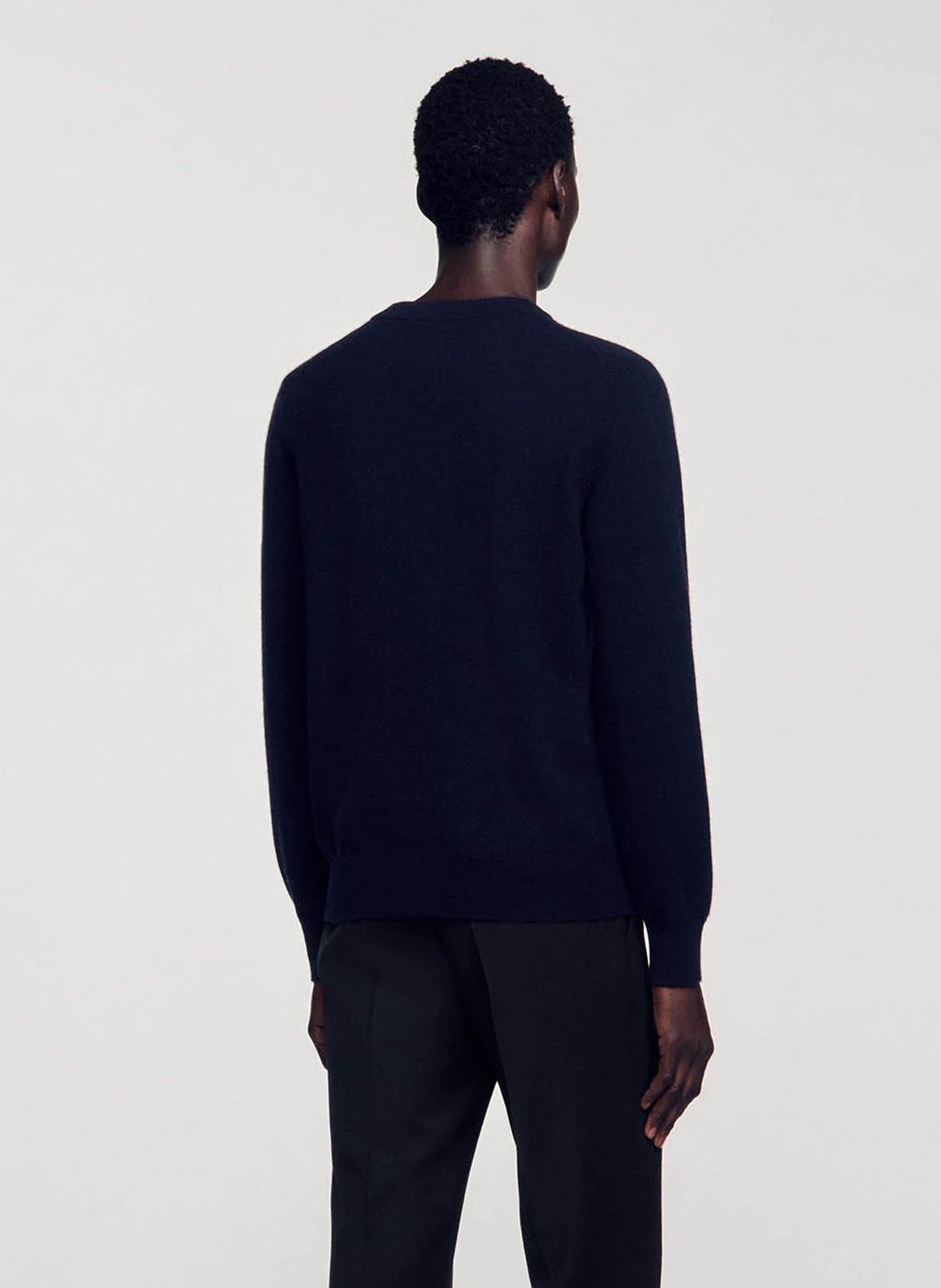 Pull col rond regular-fit en cachemire SANDRO Bleu