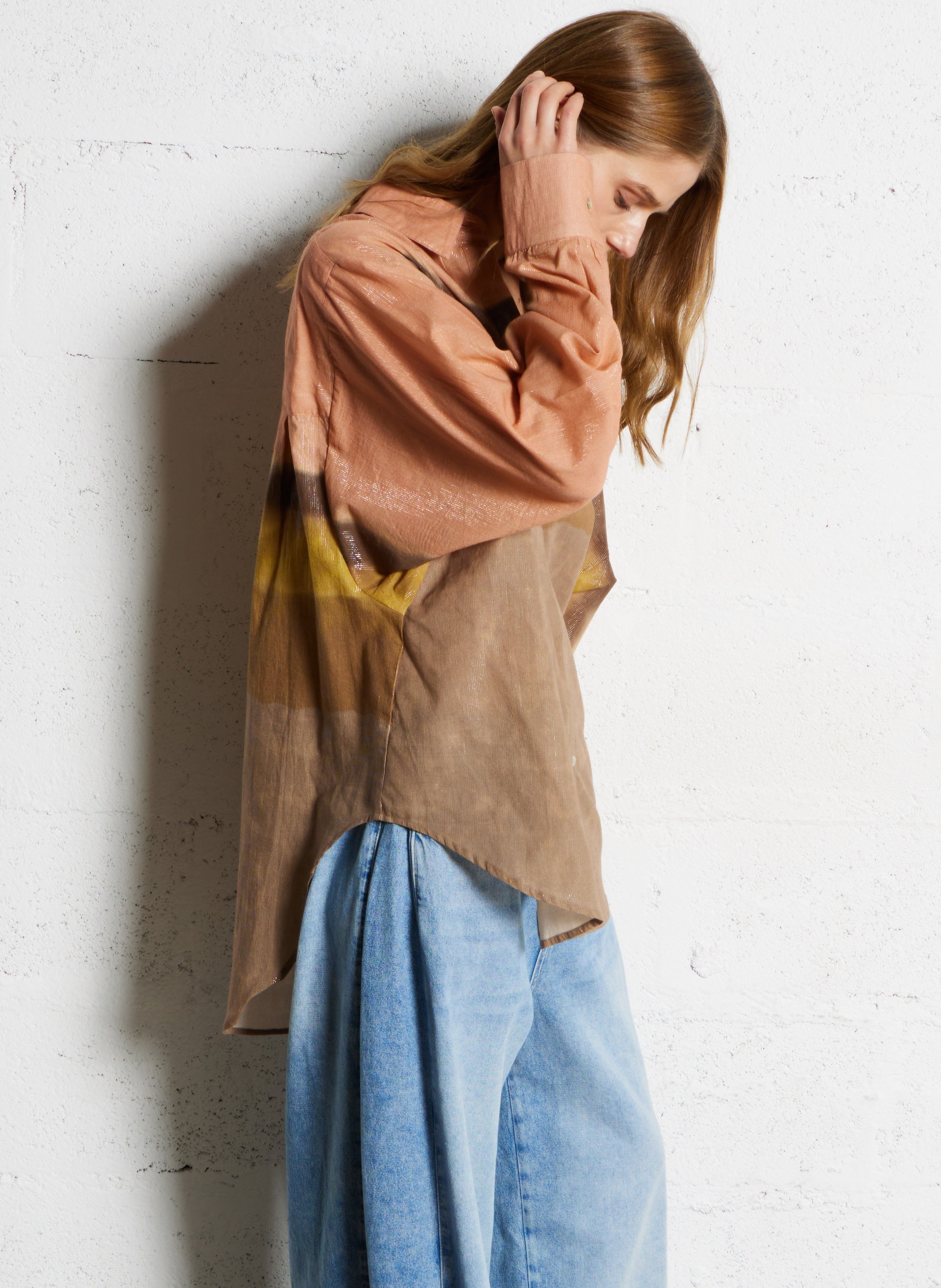 Loose-fit cotton-blend shirt with classic collar MES DEMOISELLES Pink