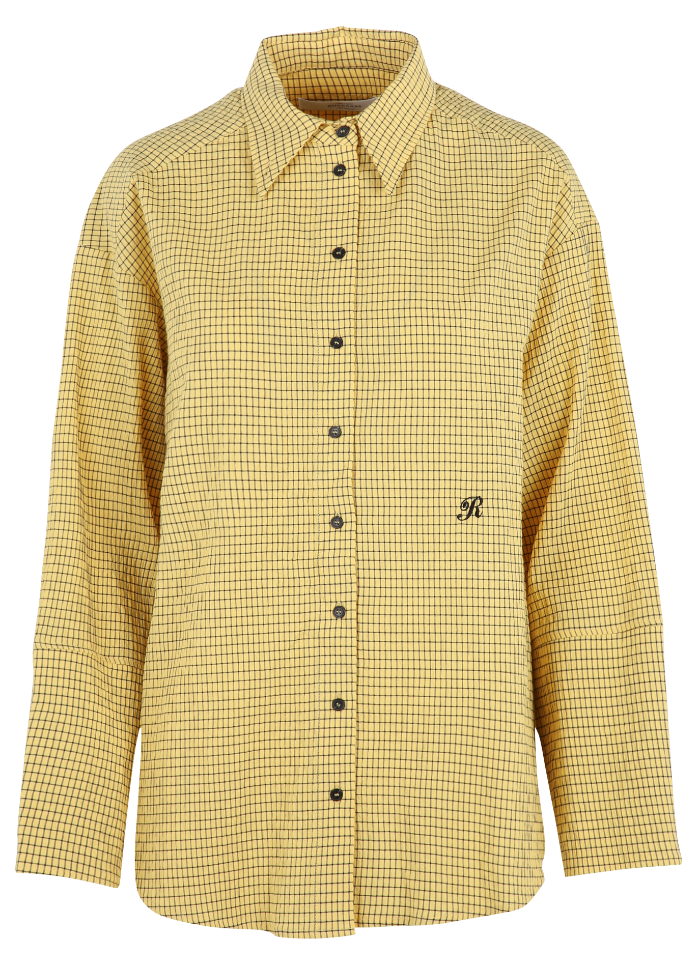 Chemise col classique à carreaux en coton mélangé ROSEANNA Jaune