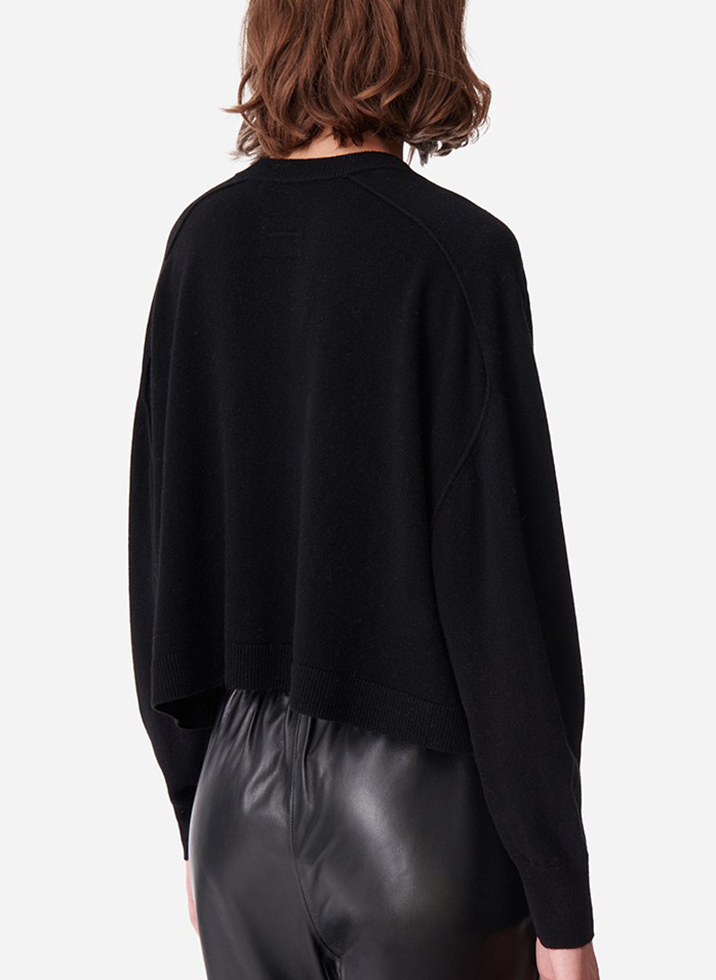 Ruime ronde hals cardigan in wol VANESSA BRUNO Zwart