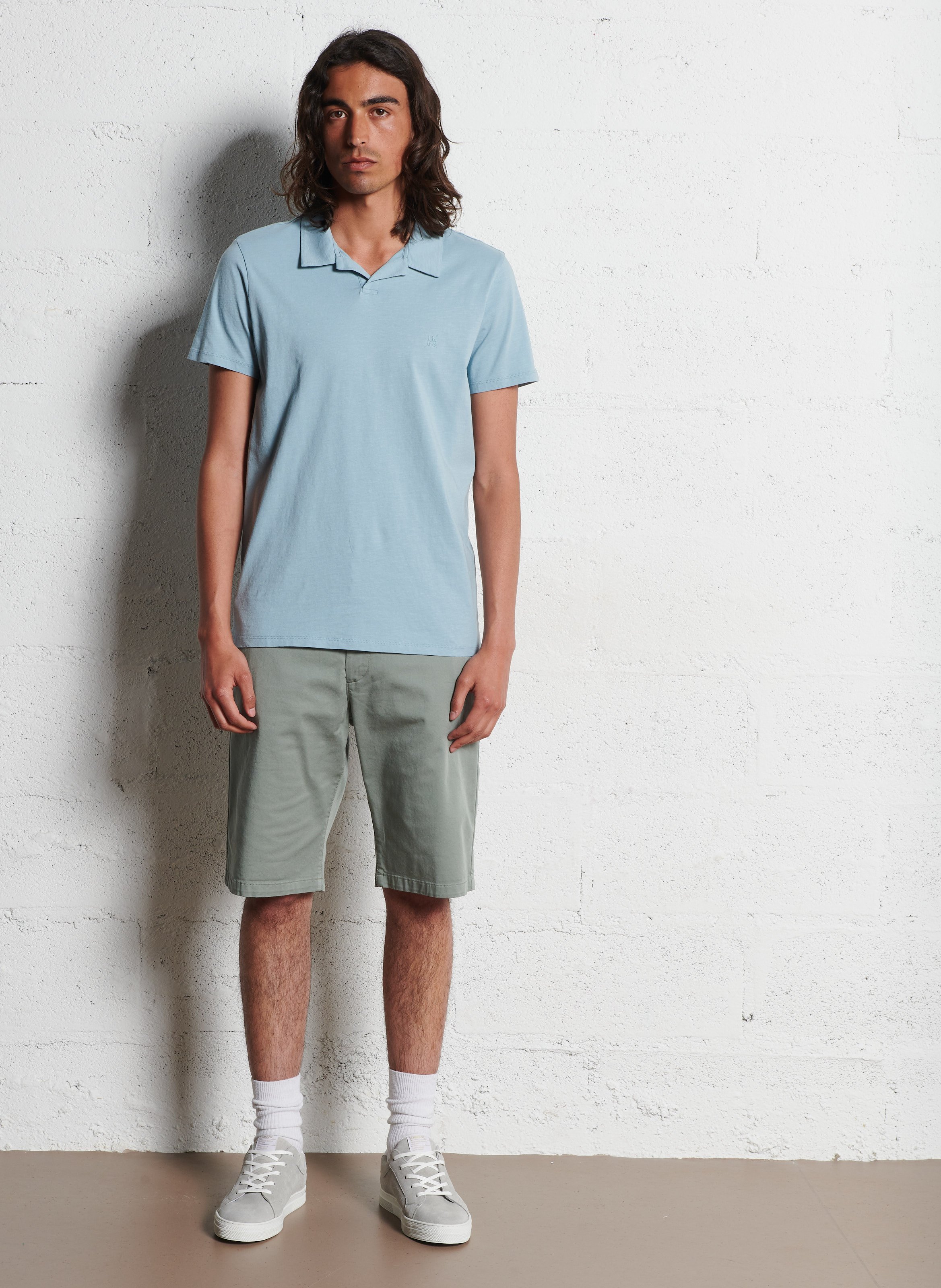Straight-leg cotton-blend Bermuda shorts IKKS Blue
