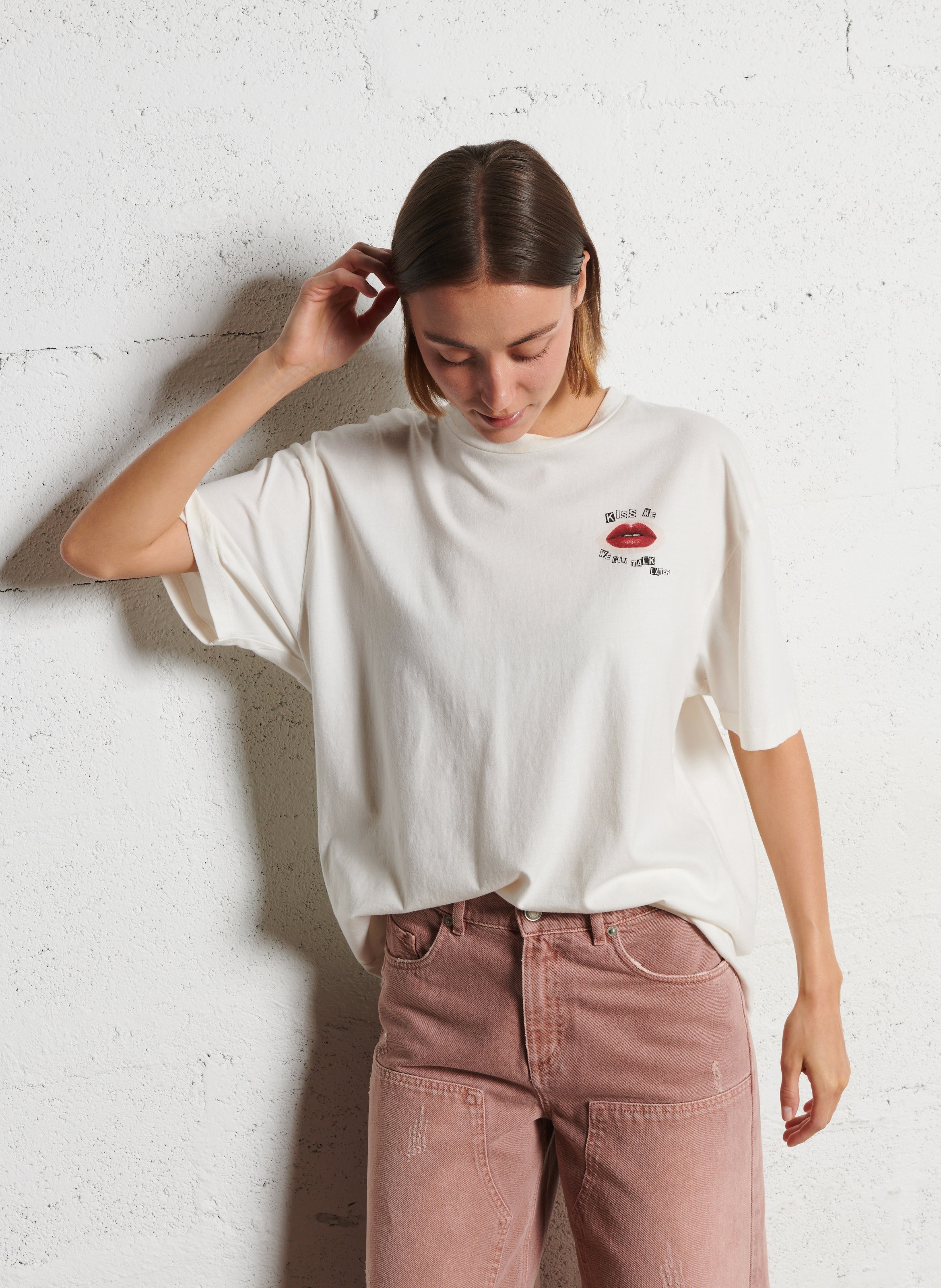 Tee-shirt ample maxi visuel dos IKKS Blanc