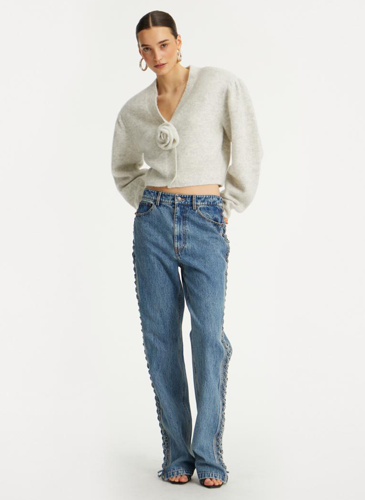 Gilet col V en laine mélangée ROTATE White