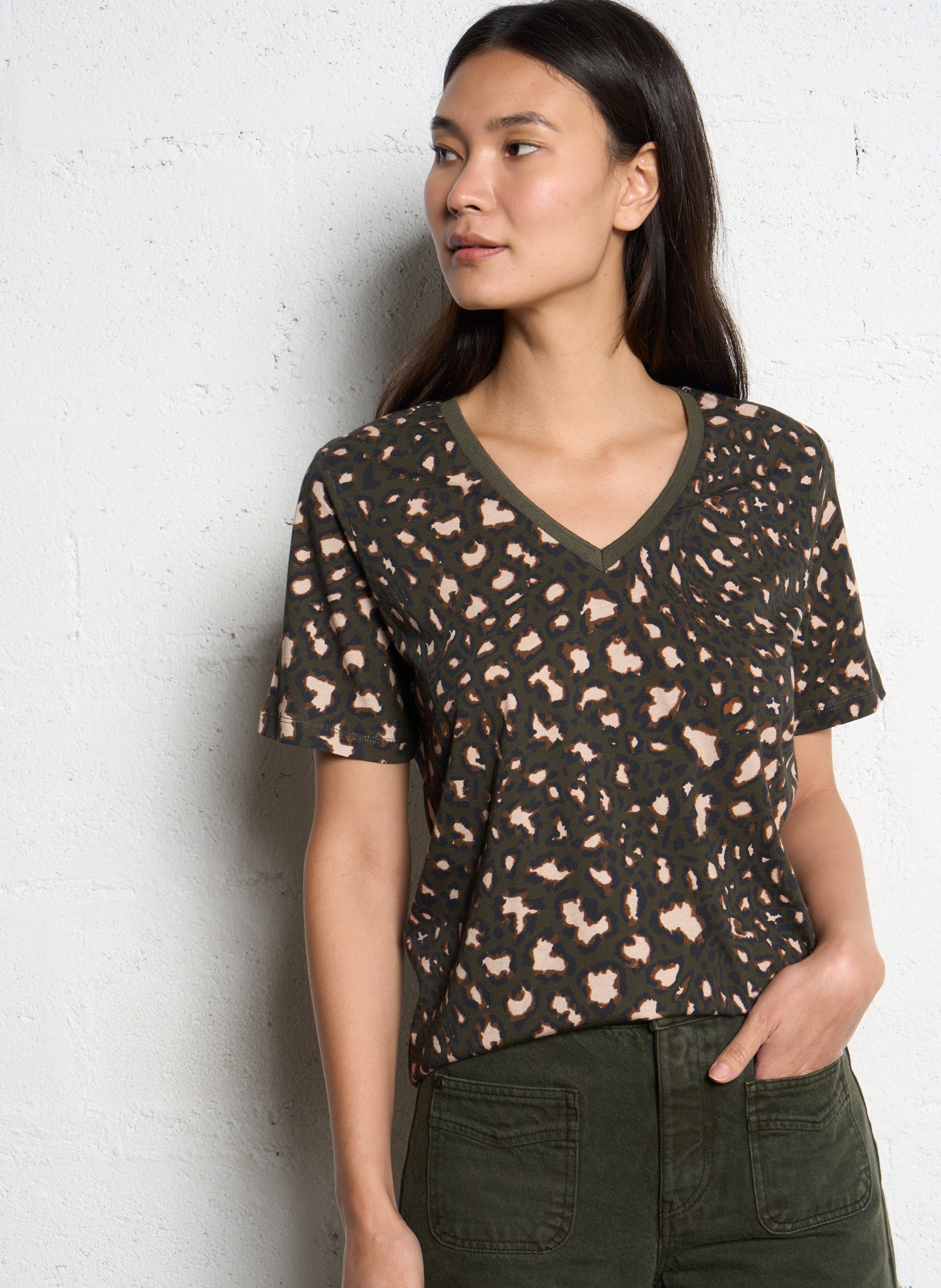 Tee-shirt col rond en coton ONE STEP Vert