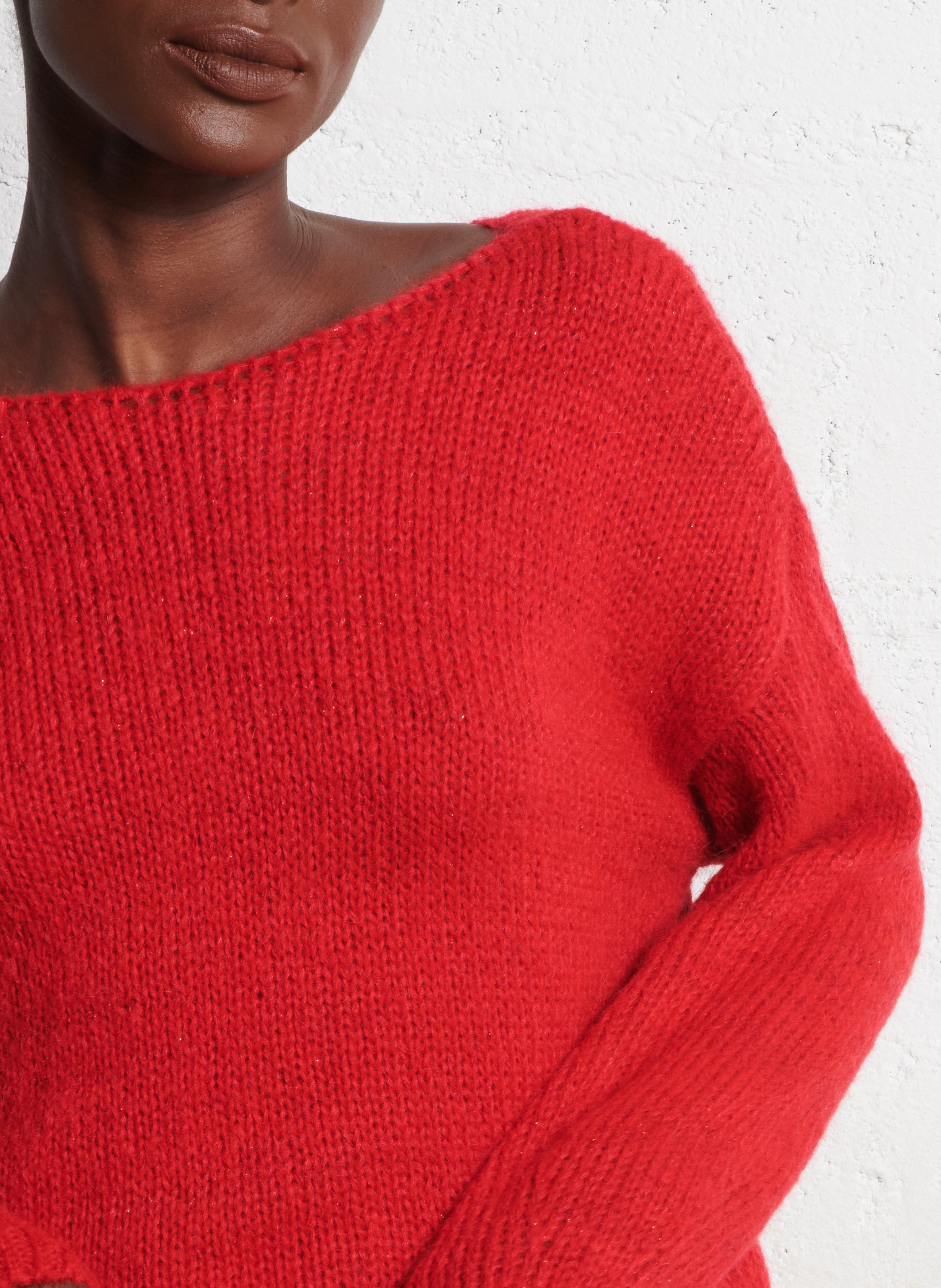 Oversized trui met boothals  ONE STEP Rood