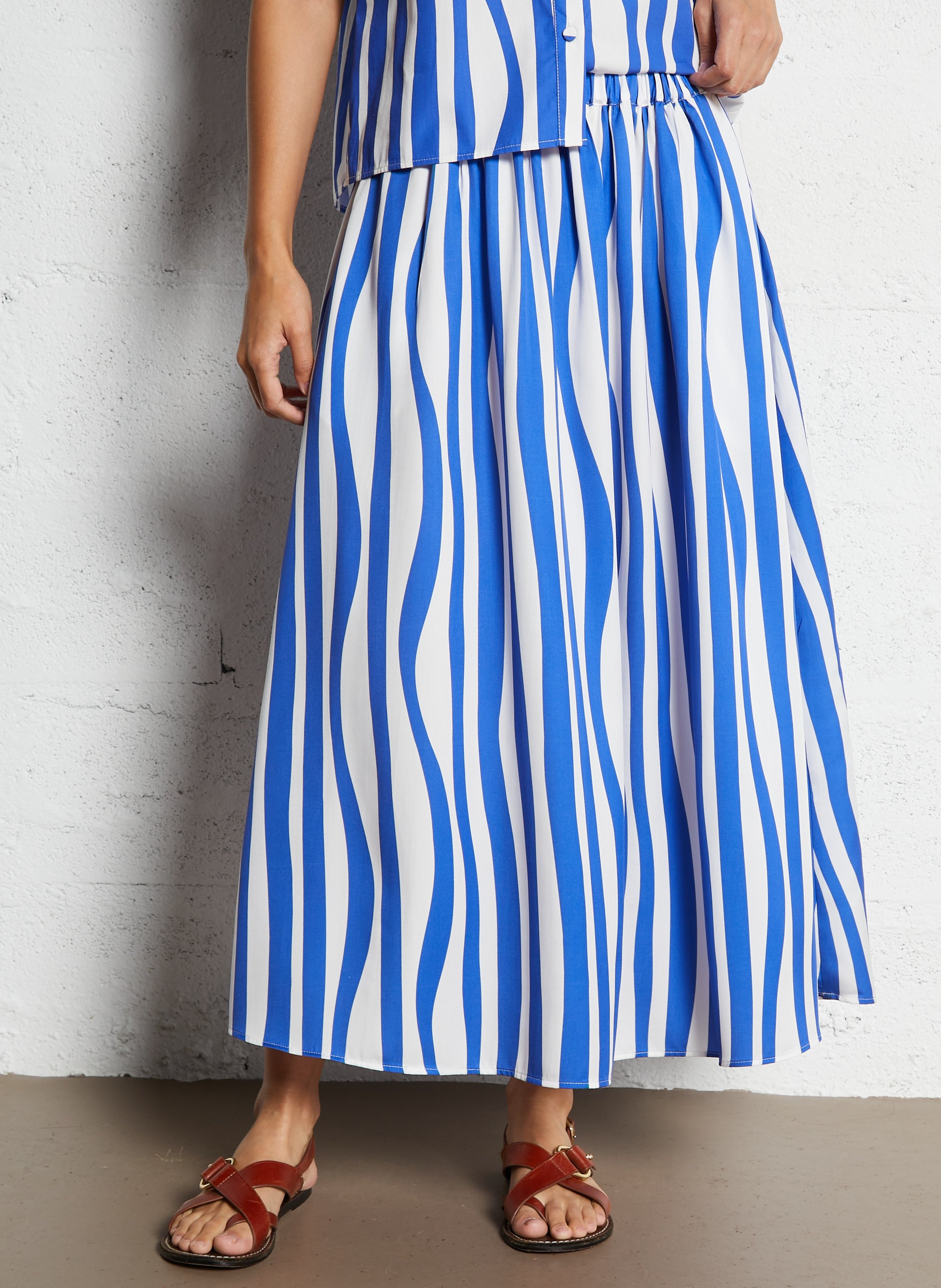Jupe longue à rayures ELISE CHALMIN Bleu