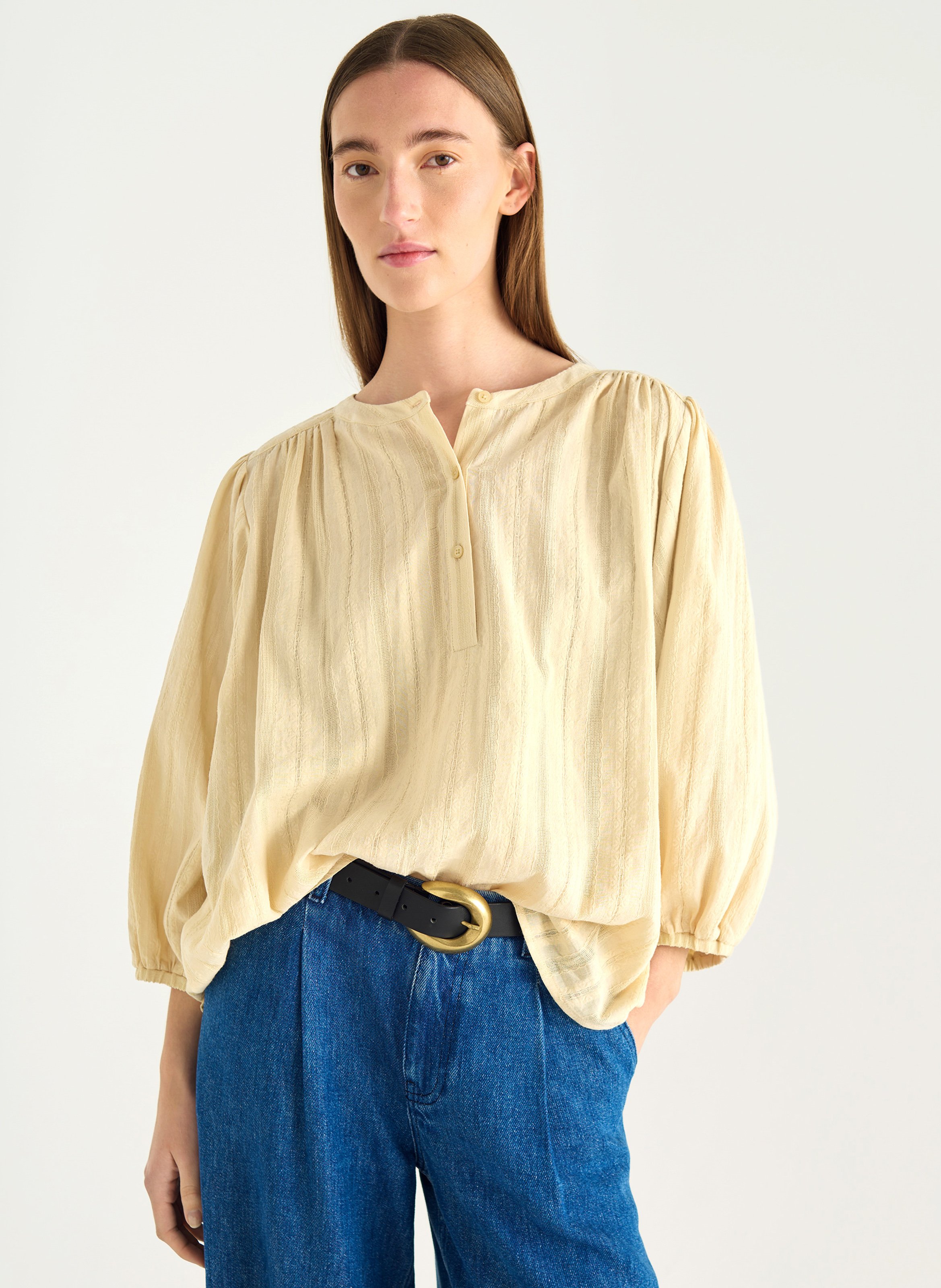 Oversized blouse in cutout cotton canvas ACOTE White