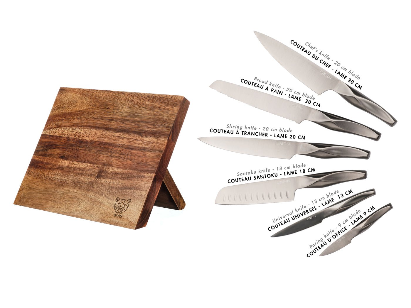 Larus Vantaa kitchen knife set - 7 pieces BJORN Grey