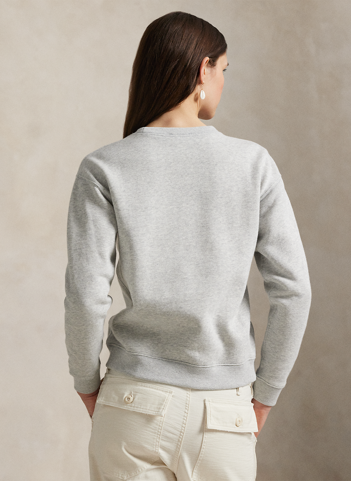 Sweat col rond en coton mélangé POLO RALPH LAUREN Gris