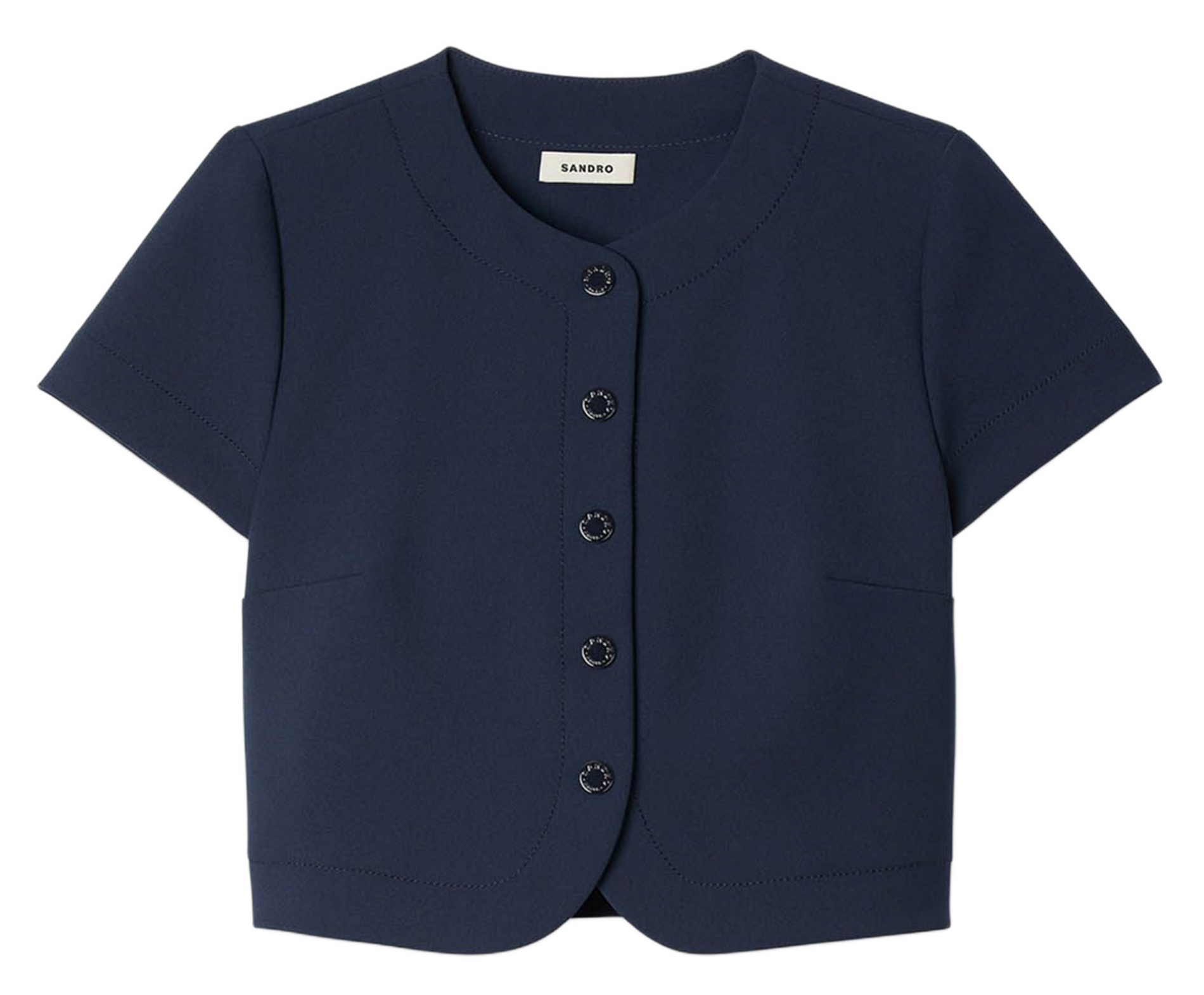 Round-neck stretch viscose top SANDRO Blue