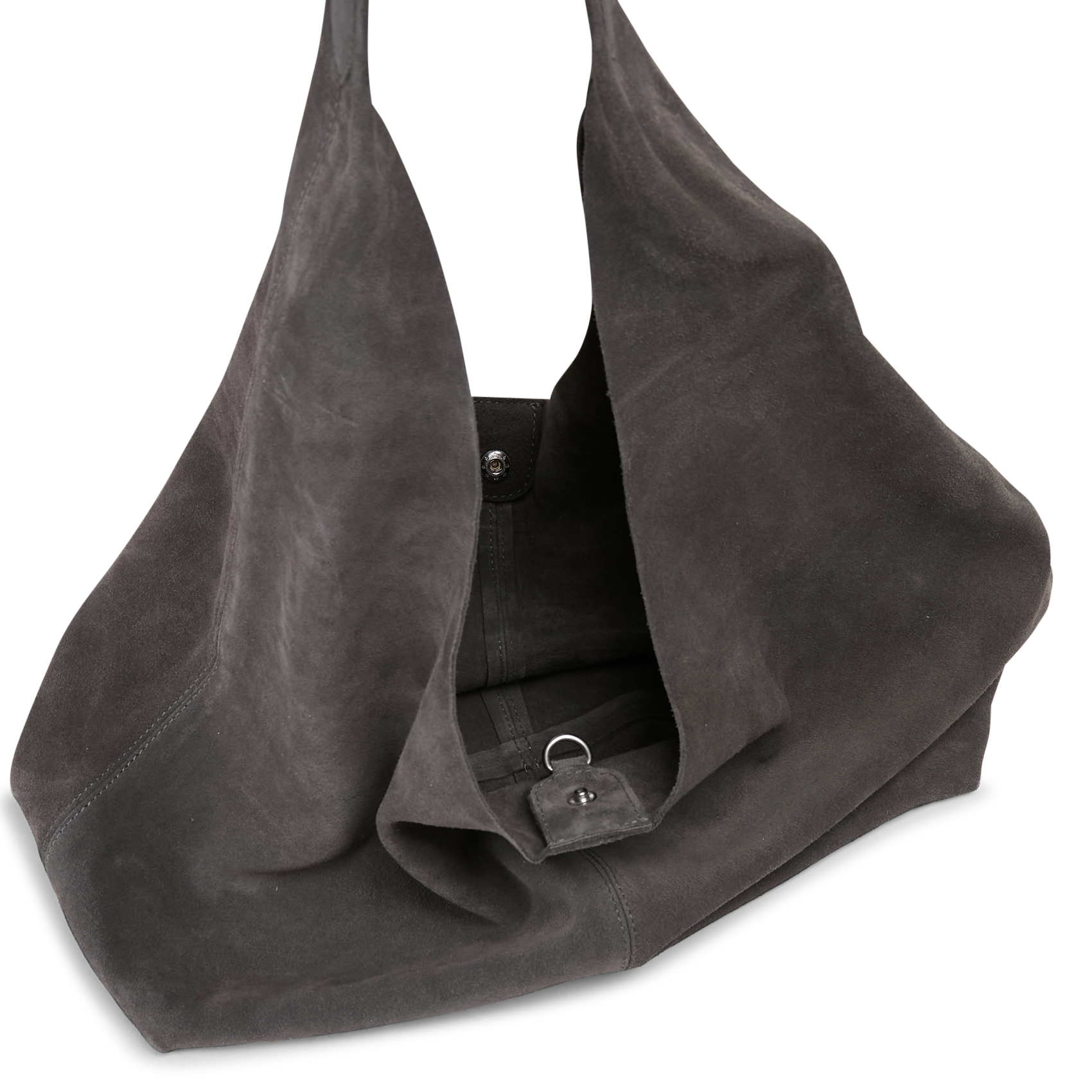 Plain suede leather Hobo bag IKKS Grey
